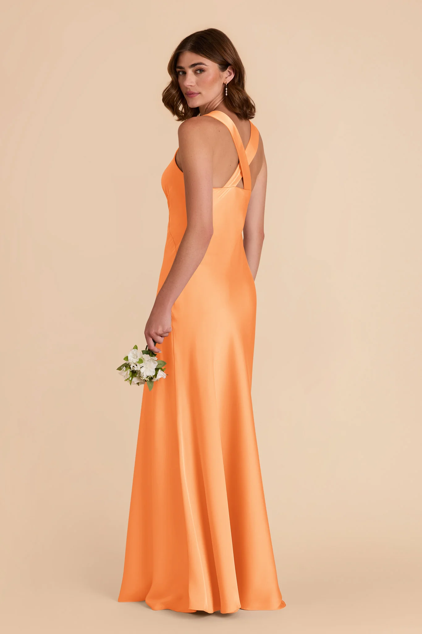 Veronica Matte Satin Dress - Apricot - Image 5