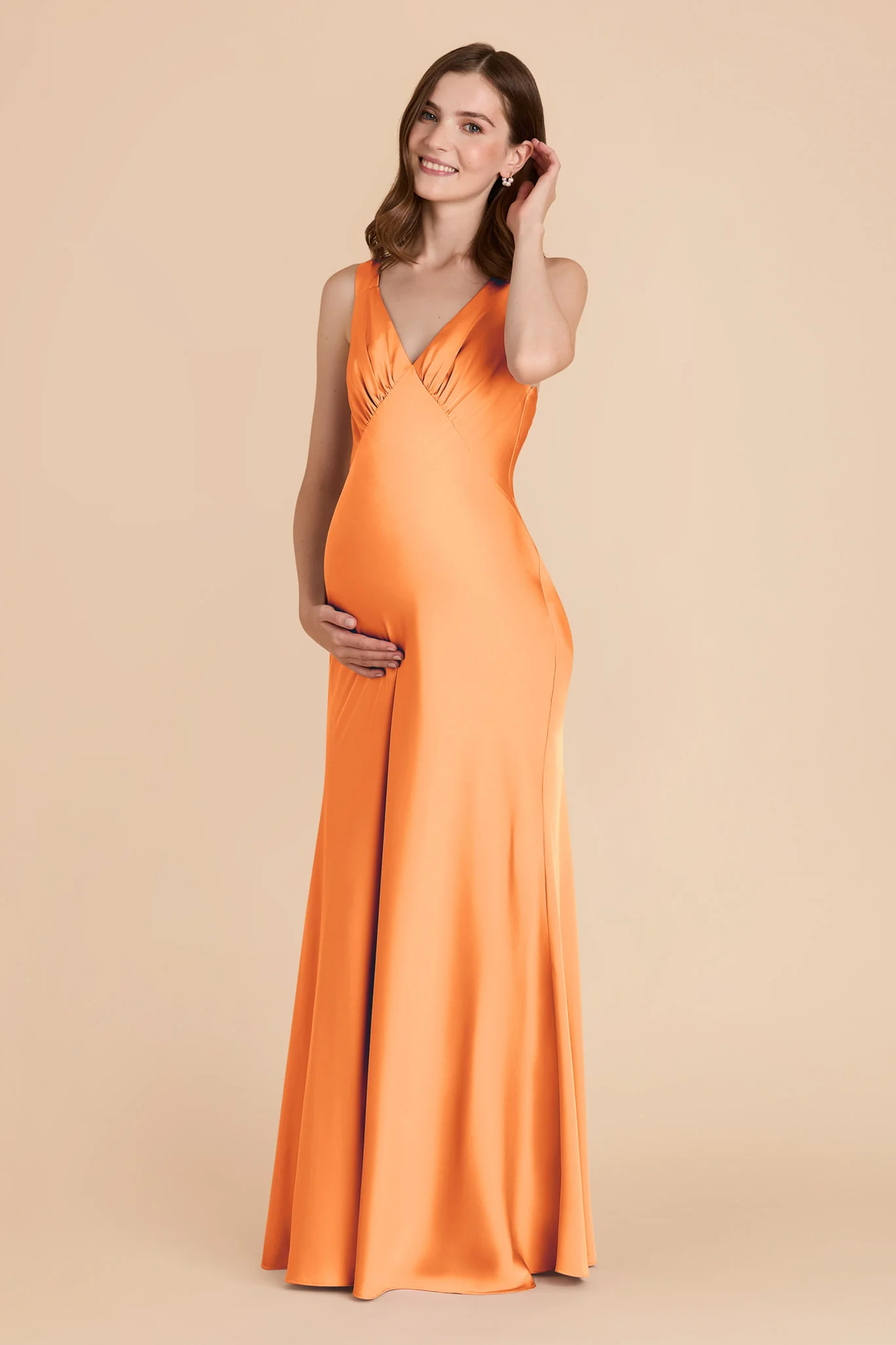 Veronica Matte Satin Dress - Apricot - Image 7