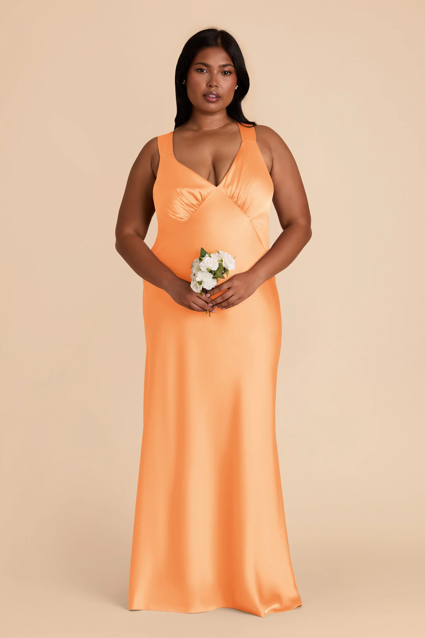Veronica Matte Satin Dress - Apricot - Image 8