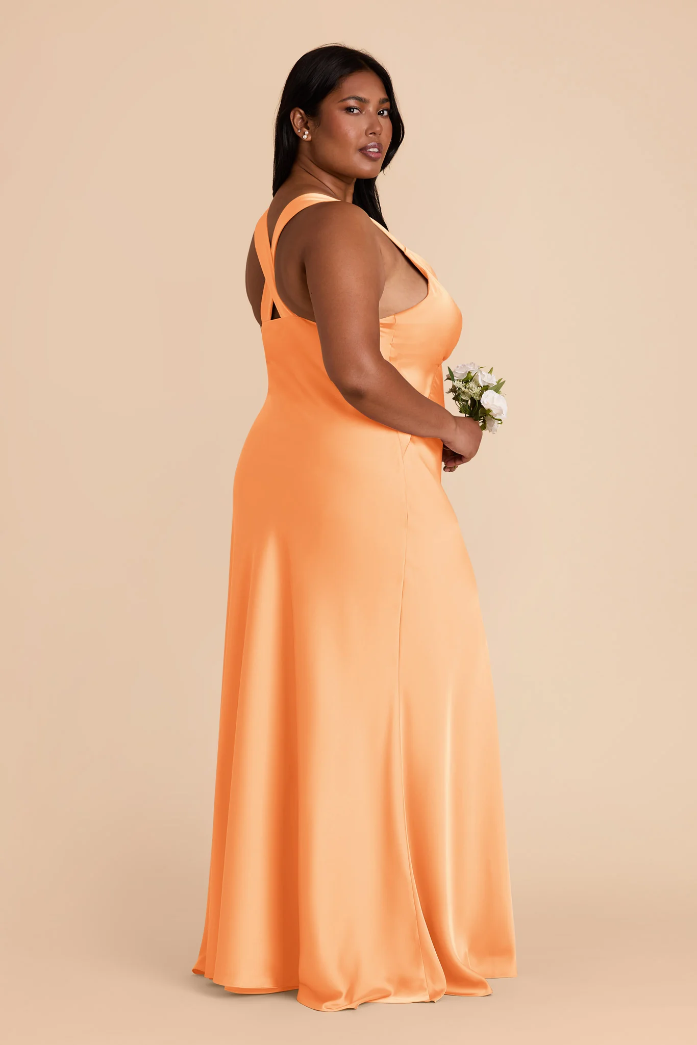 Veronica Matte Satin Dress - Apricot - Image 9