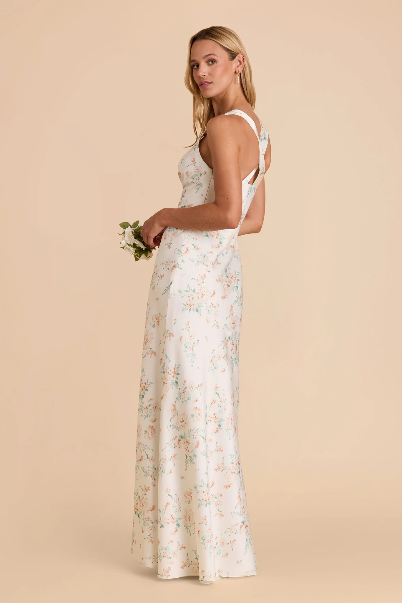 Veronica Matte Satin Dress - Apricot Whimsical Blooms - Image 3