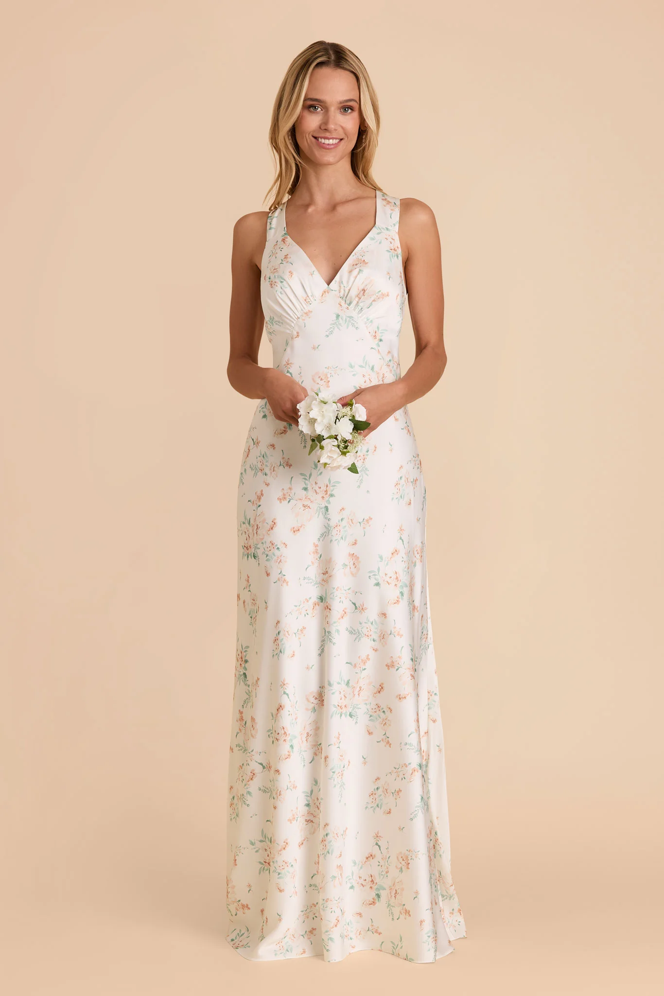 Veronica Matte Satin Dress - Apricot Whimsical Blooms - Image 4