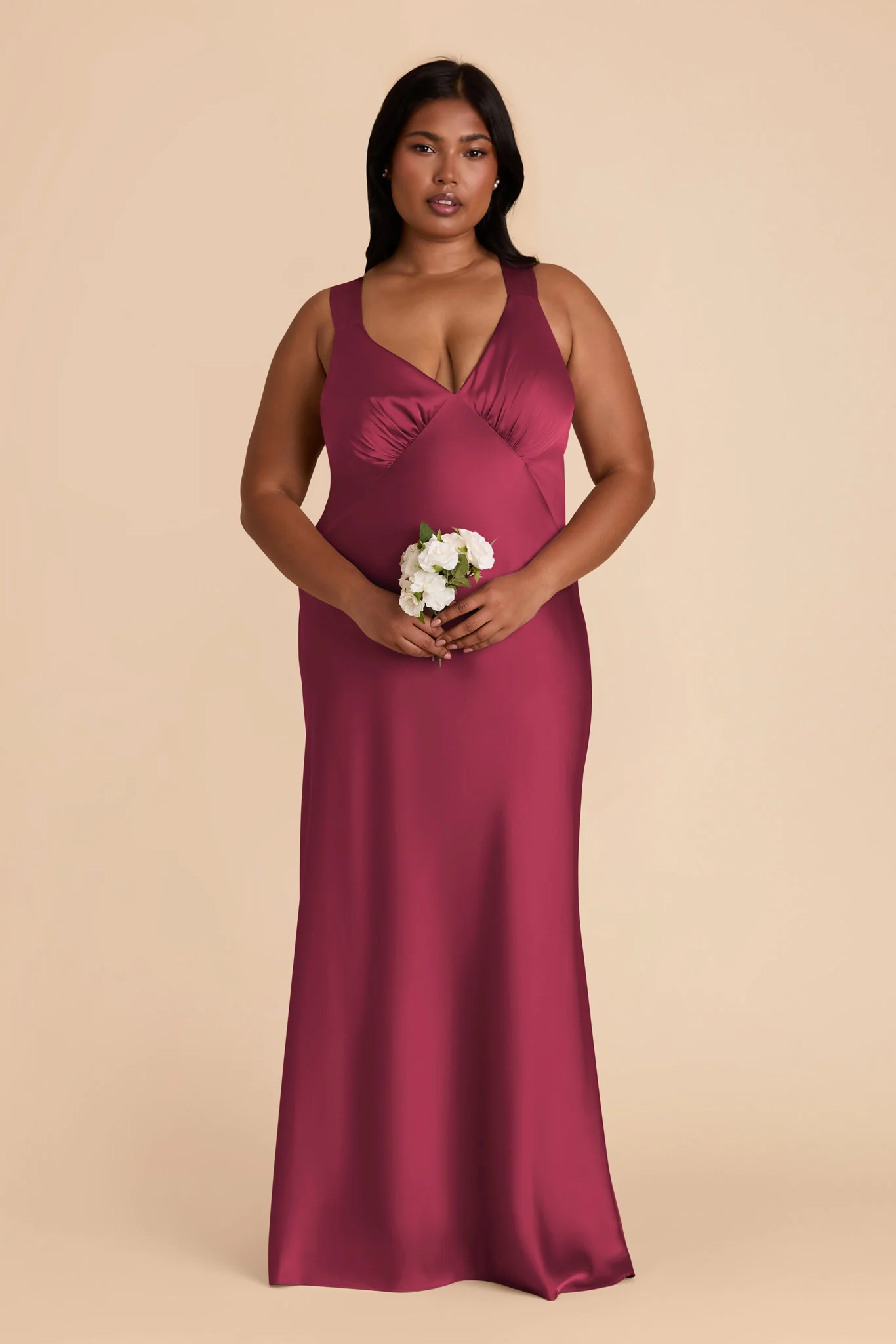 Veronica Matte Satin Dress - Berry - Image 2