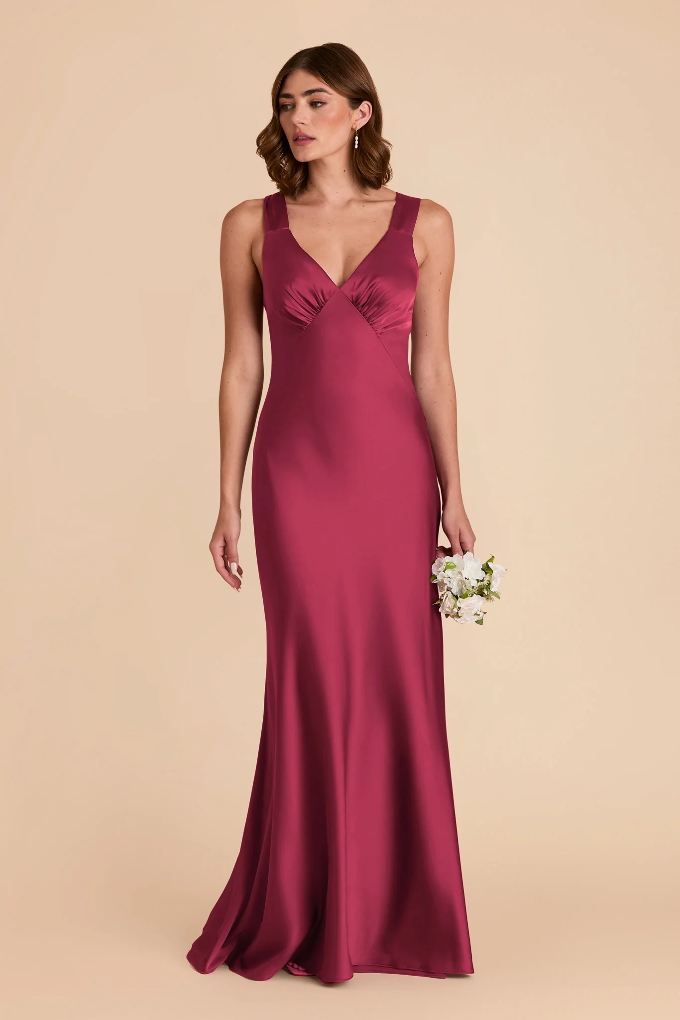 Veronica Matte Satin Dress - Berry - Image 3