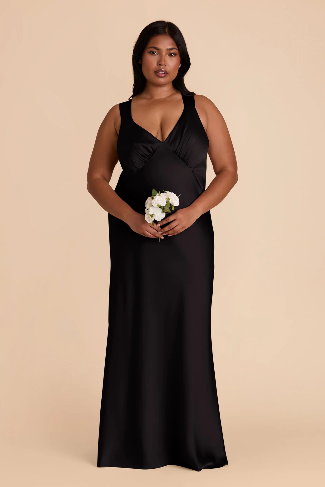 Veronica Matte Satin Dress - Black - Image 2