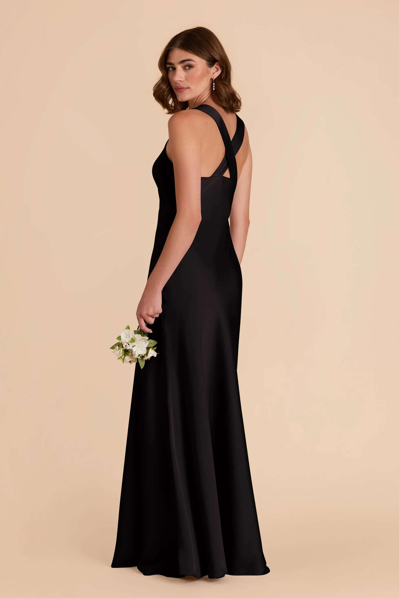 Veronica Matte Satin Dress - Black - Image 3