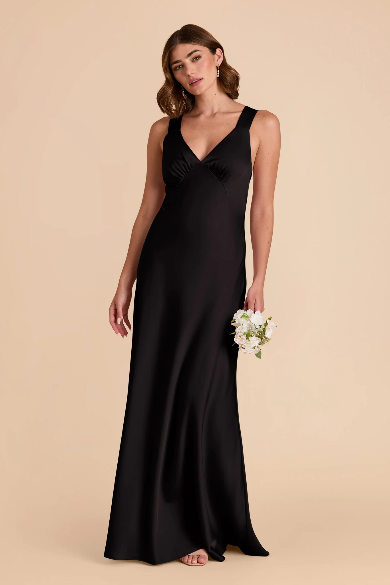 Veronica Matte Satin Dress - Black - Image 4