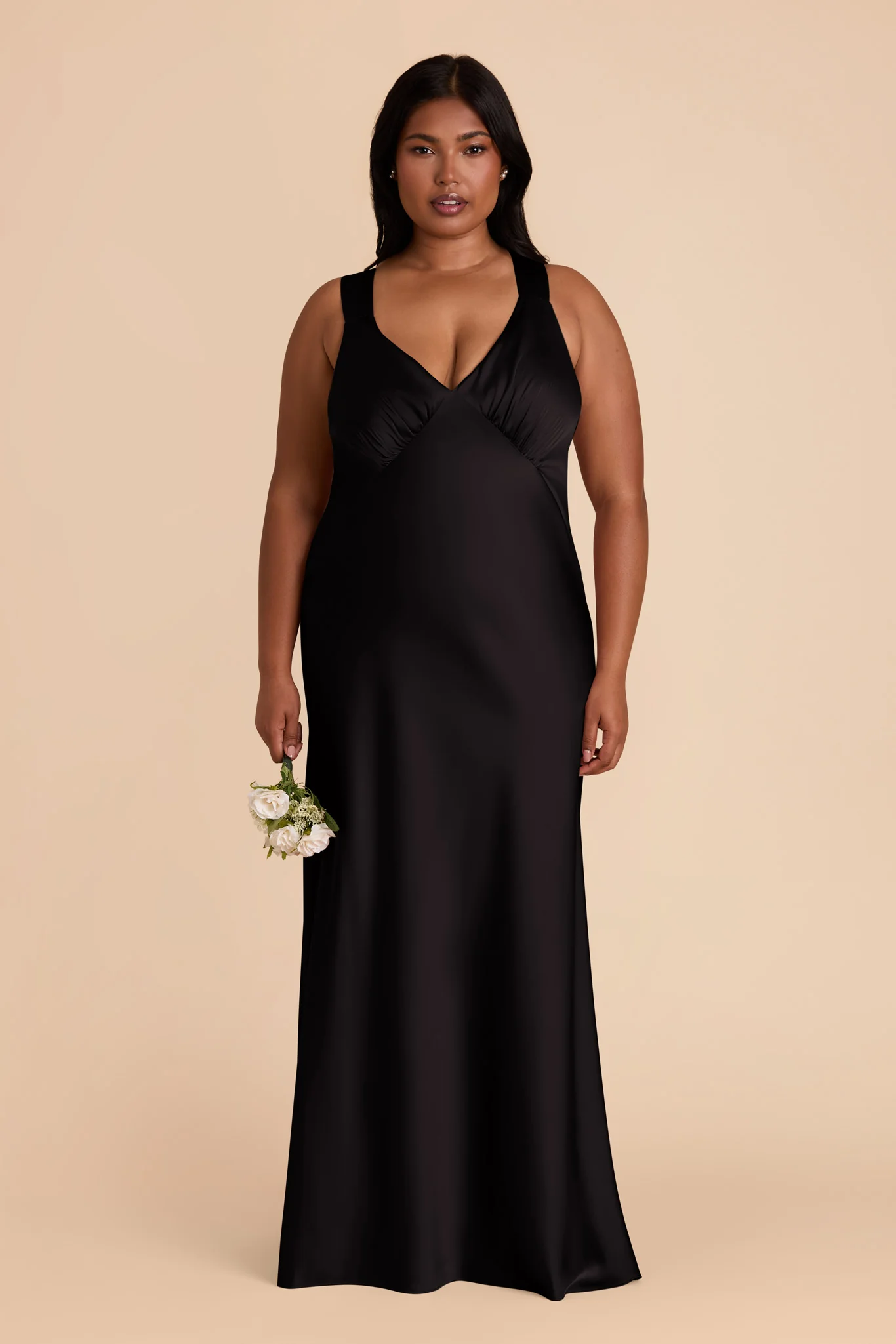 Veronica Matte Satin Dress - Black - Image 8