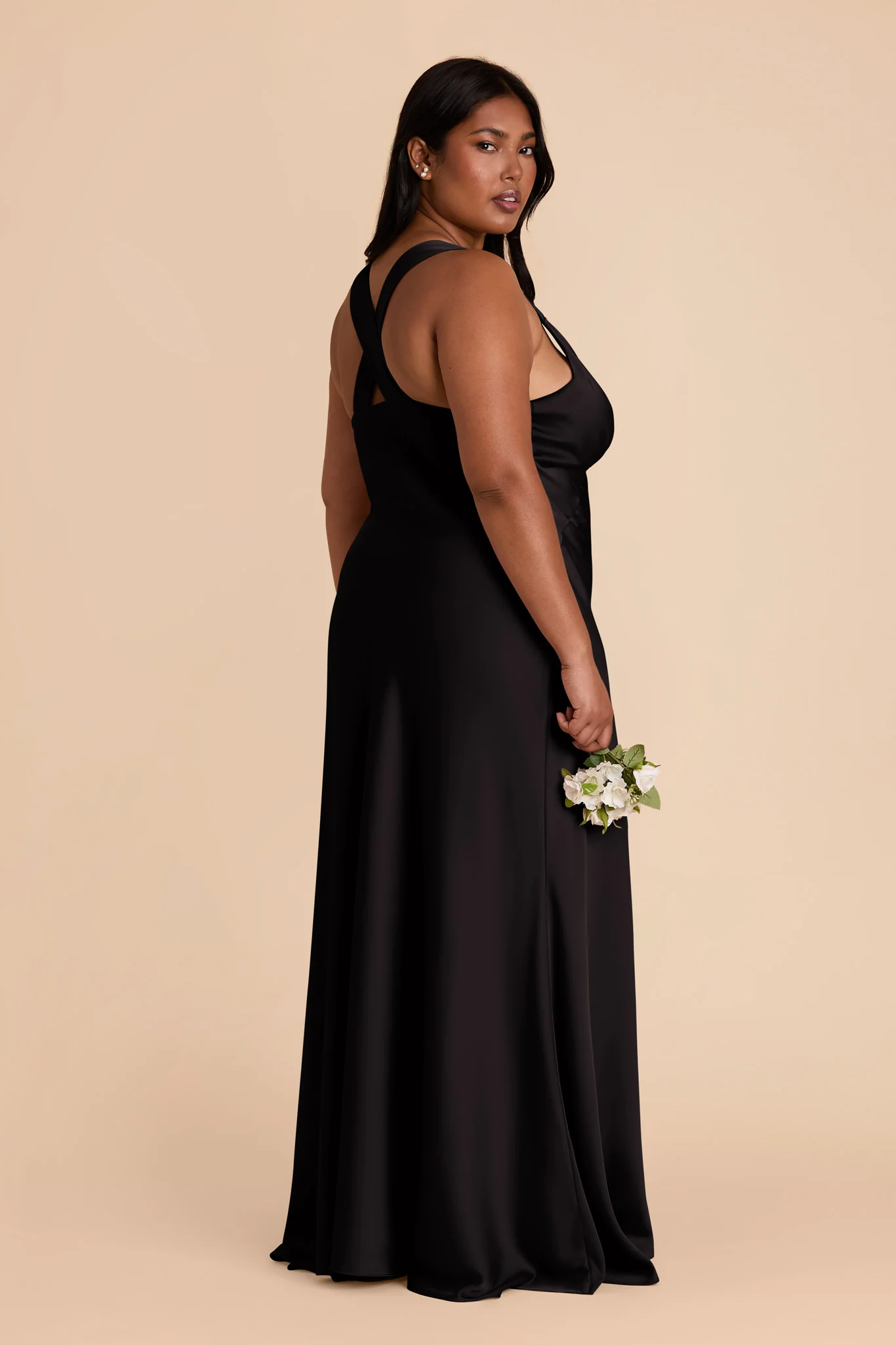 Veronica Matte Satin Dress - Black - Image 9