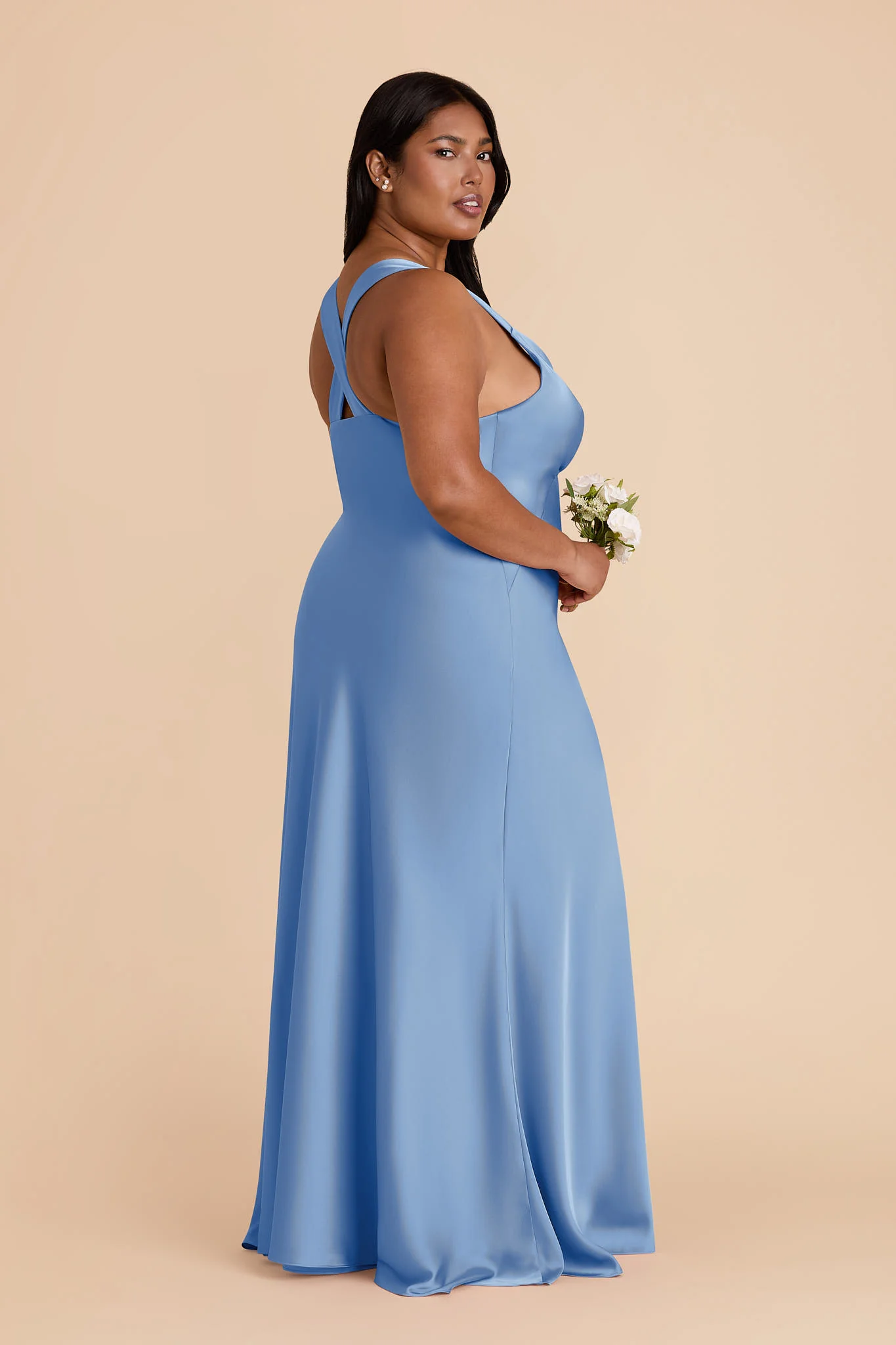 Veronica Matte Satin Dress - Bluebell - Image 10