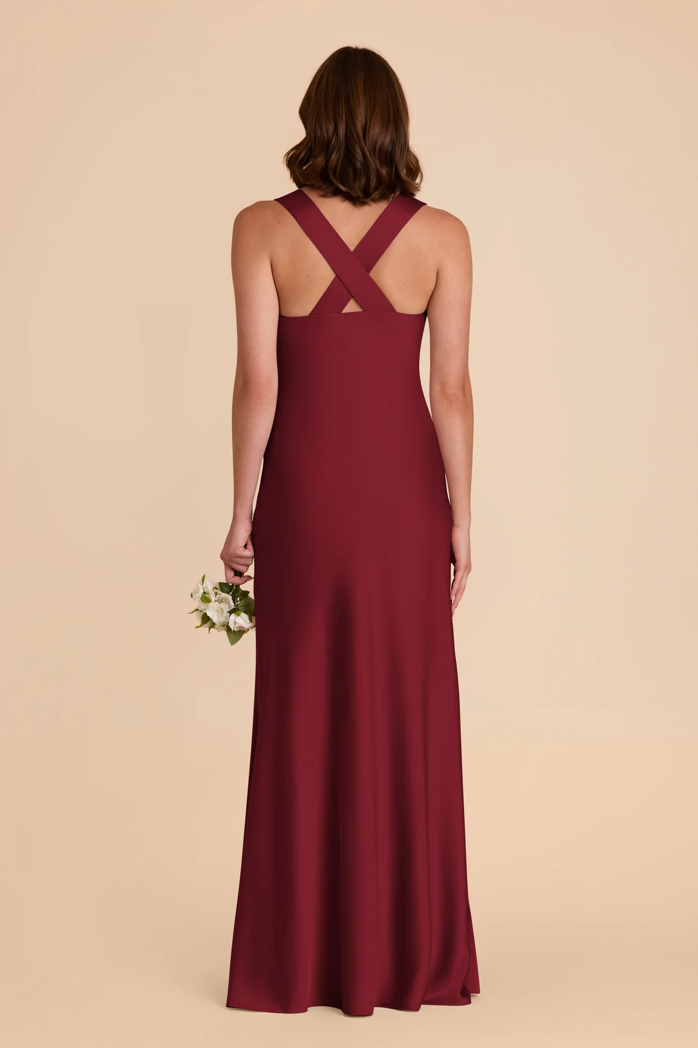 Veronica Matte Satin Dress - Burgundy - Image 6