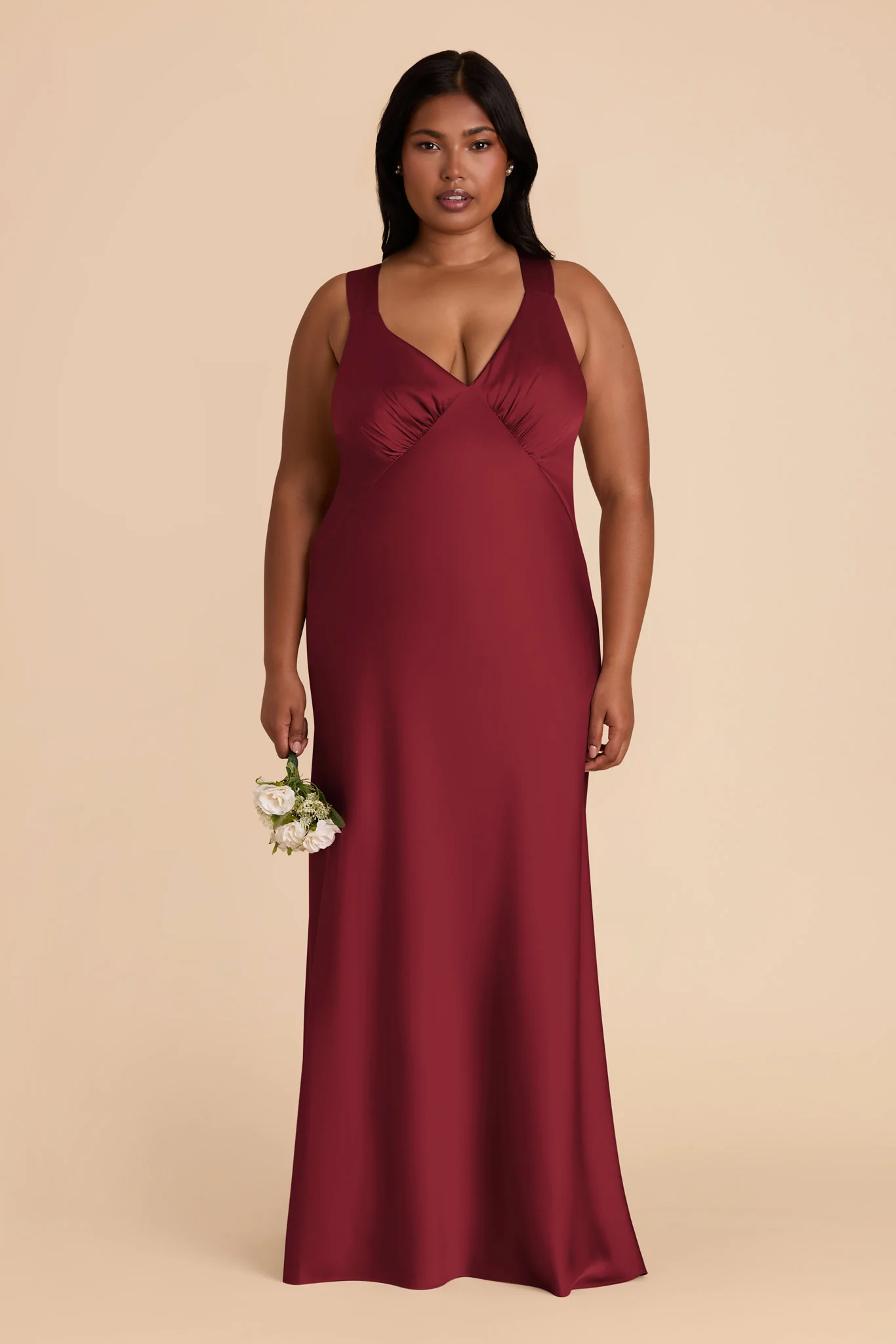 Veronica Matte Satin Dress - Burgundy - Image 8