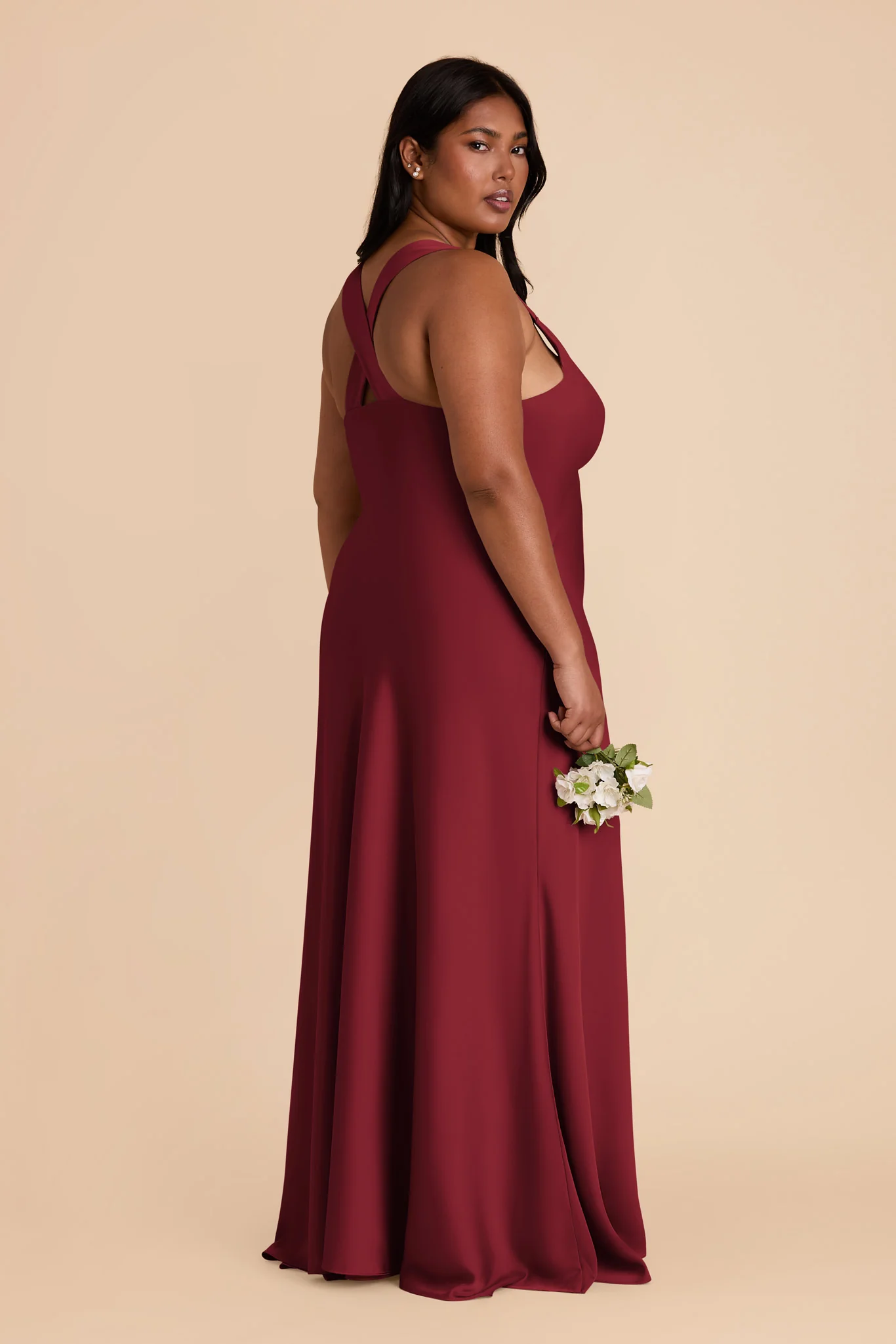 Veronica Matte Satin Dress - Burgundy - Image 9