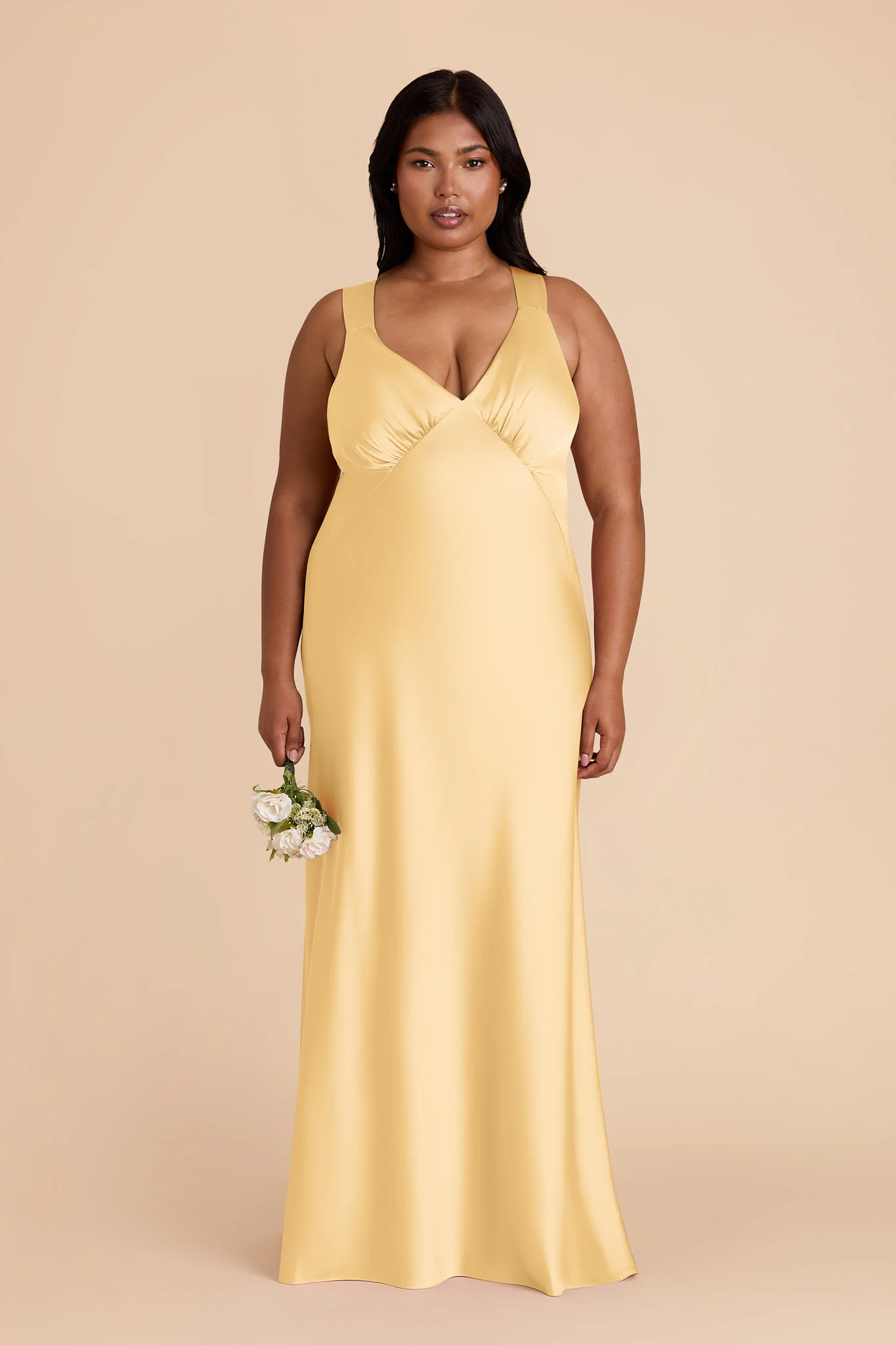 Veronica Matte Satin Dress - Butter - Image 3