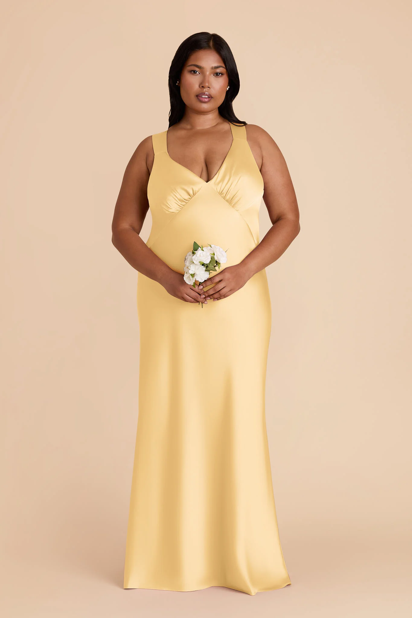 Veronica Matte Satin Dress - Butter - Image 8