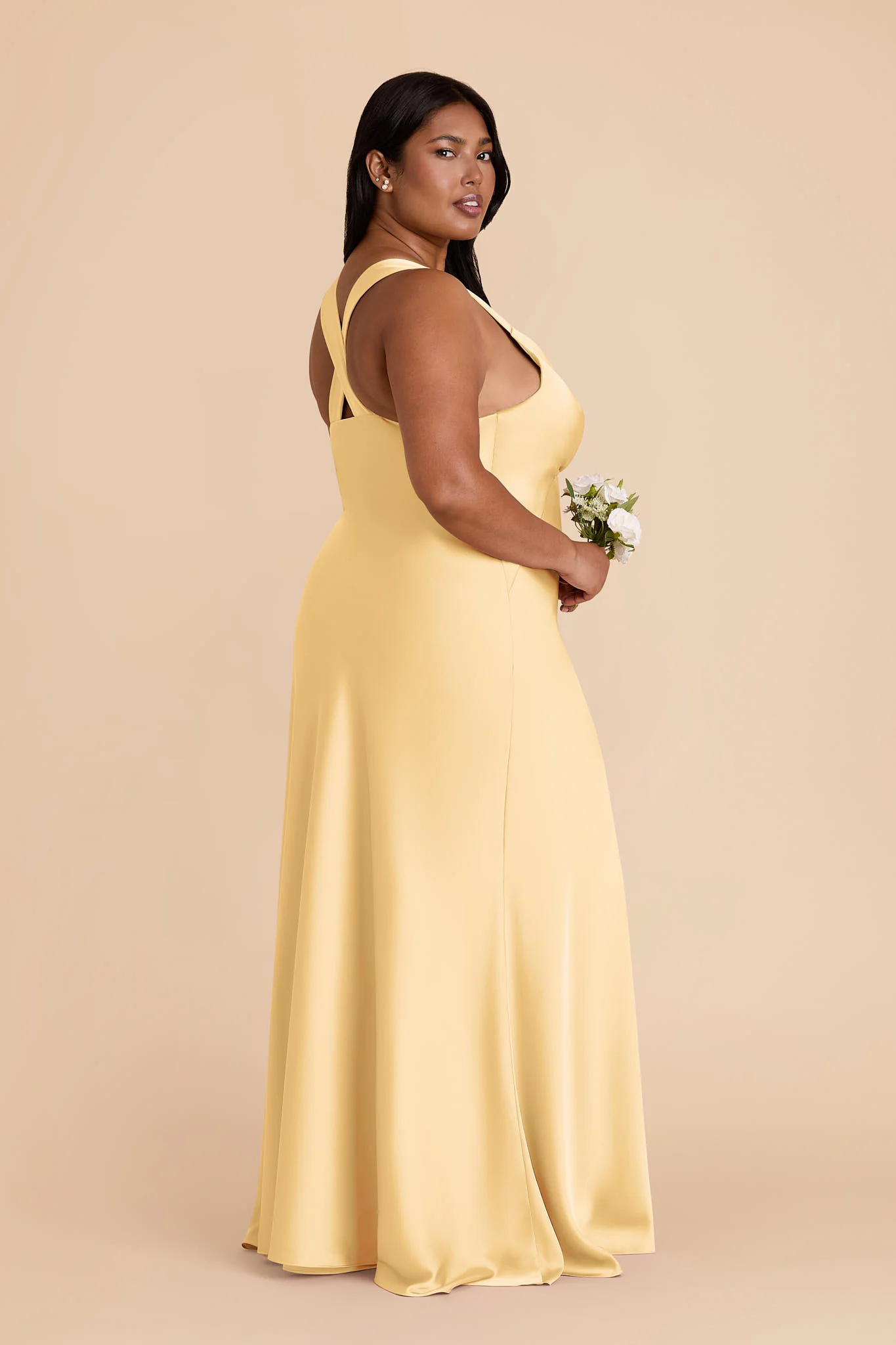 Veronica Matte Satin Dress - Butter - Image 9