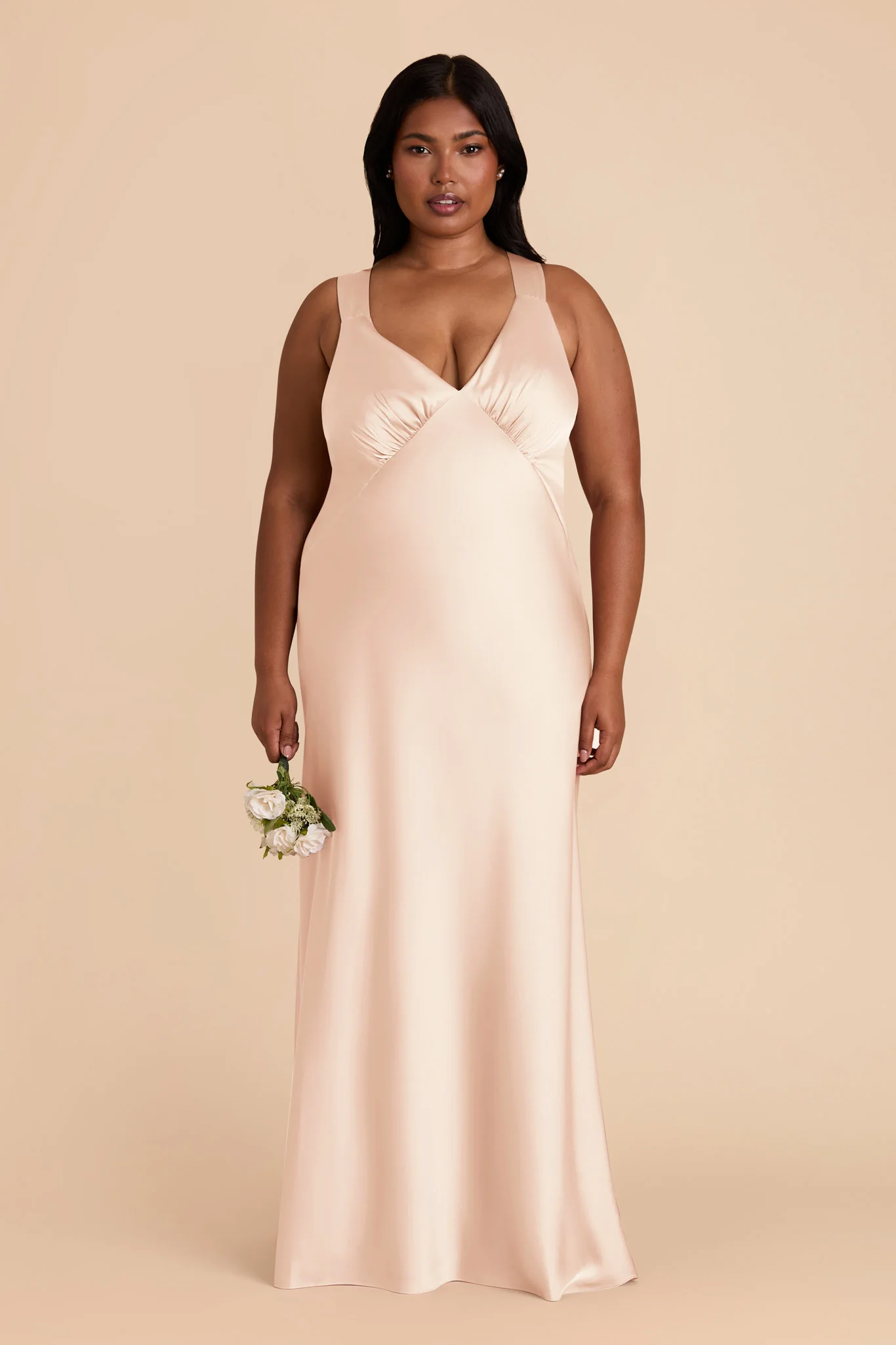 Veronica Matte Satin Dress - Champagne - Image 8