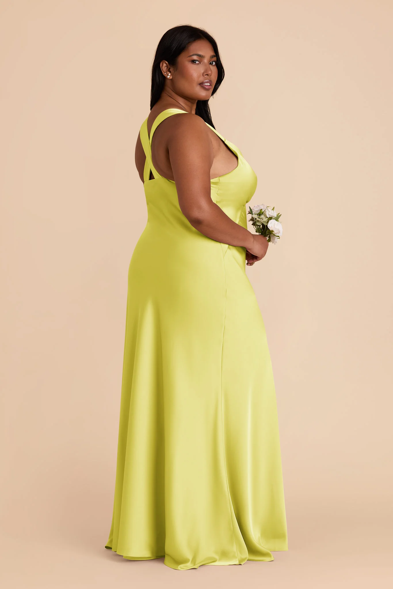 Veronica Matte Satin Dress - Chartreuse - Image 10