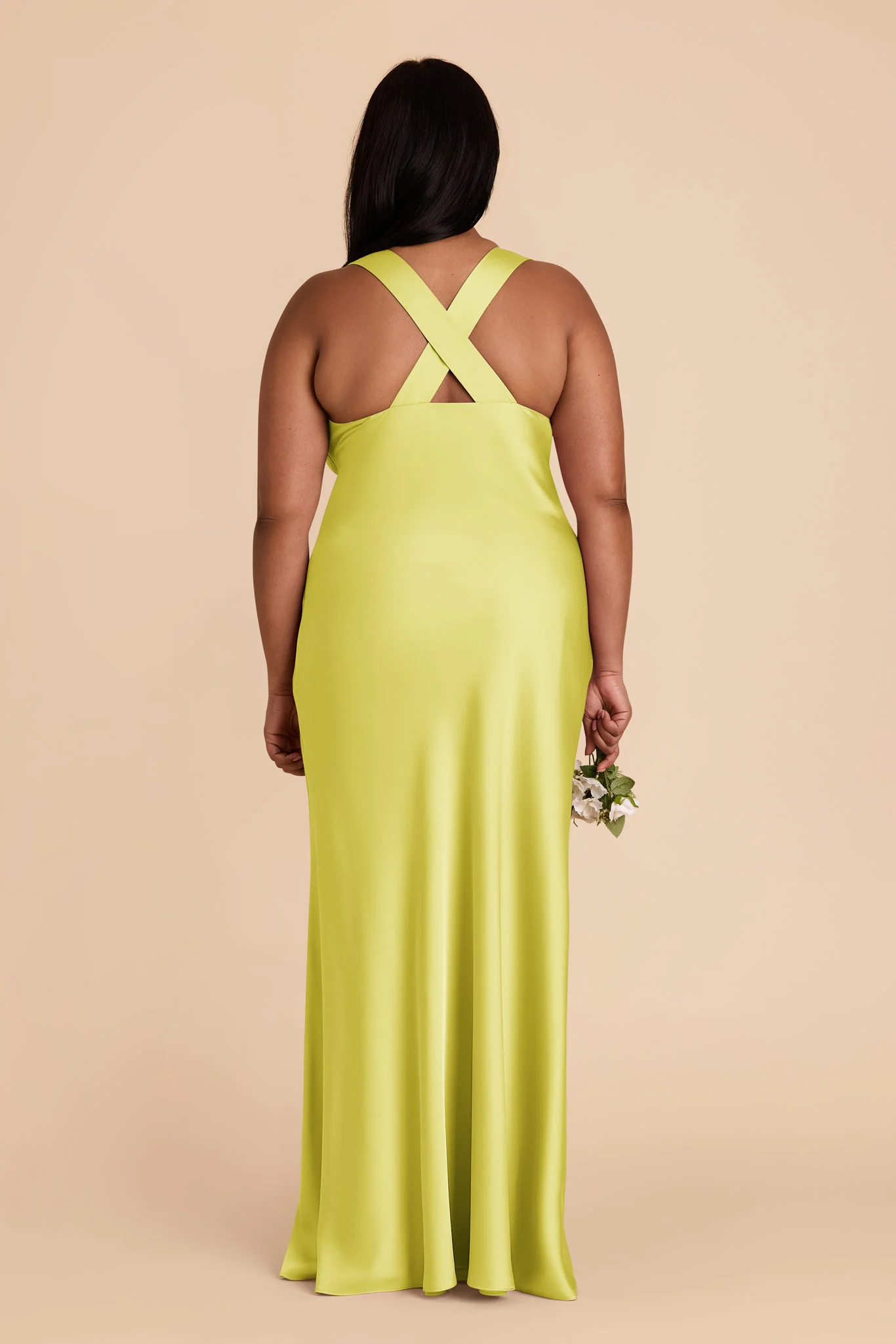 Veronica Matte Satin Dress - Chartreuse - Image 11