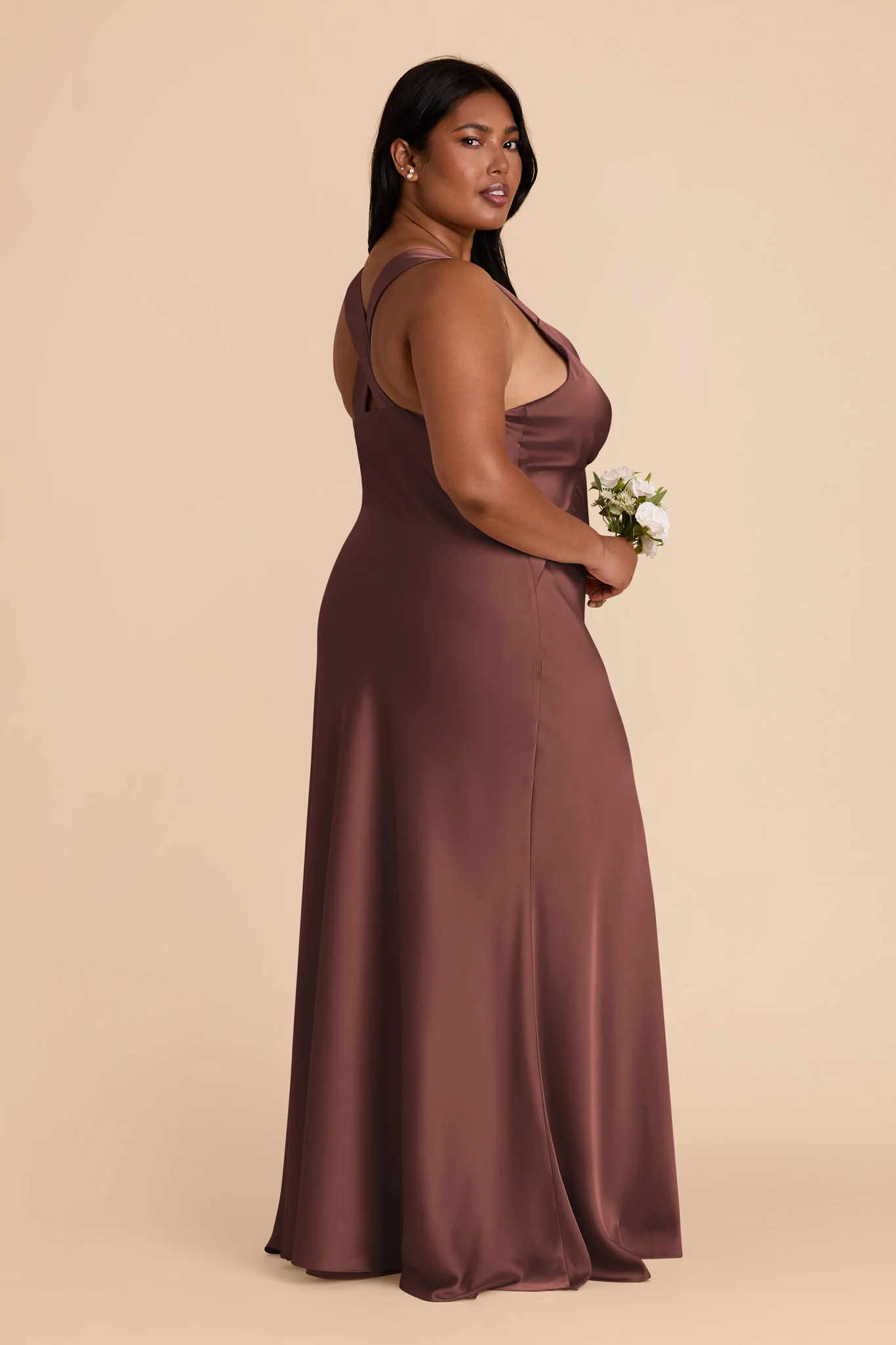 Veronica Matte Satin Dress - Chocolate Brown - Image 10