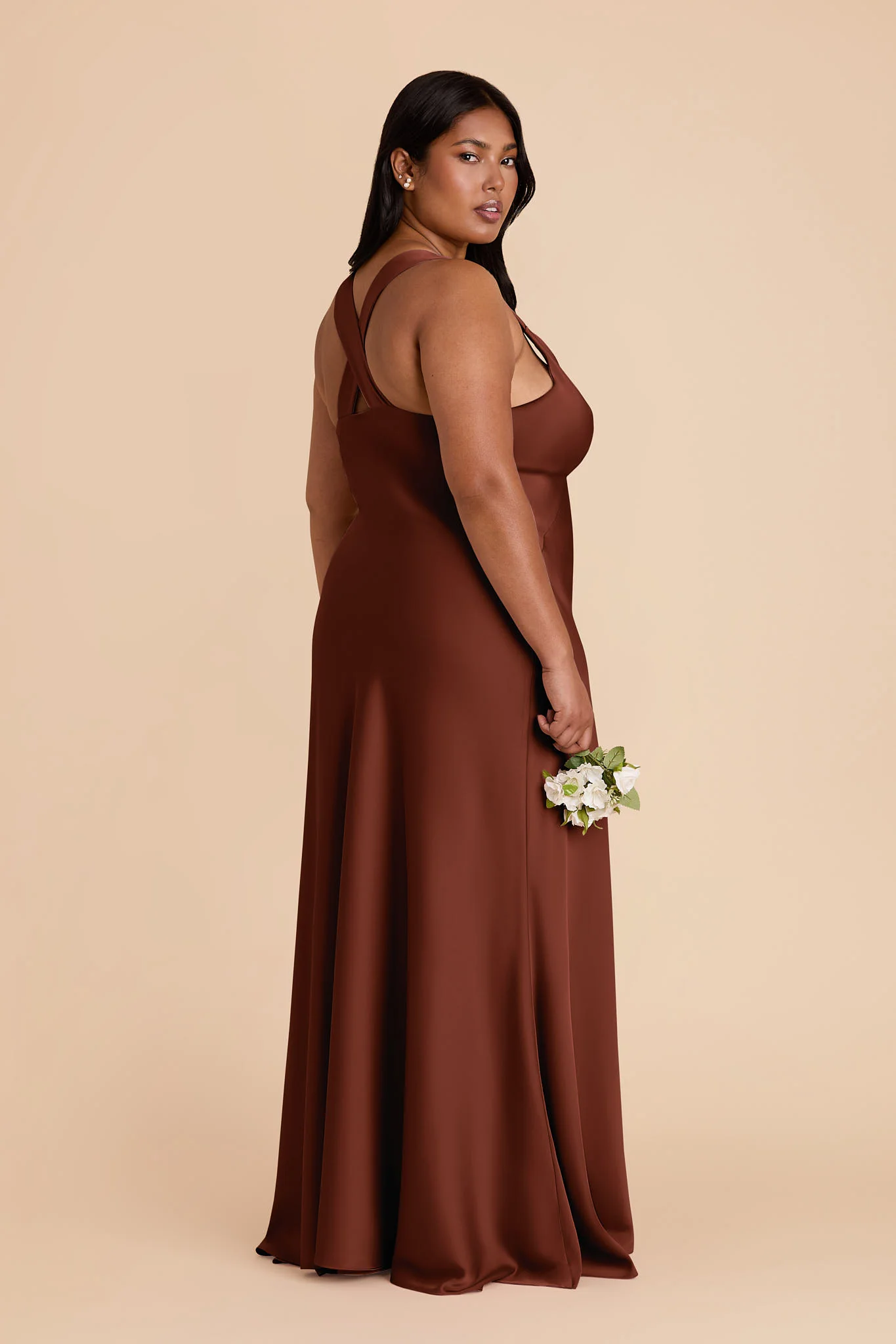 Veronica Matte Satin Dress - Cognac - Image 10