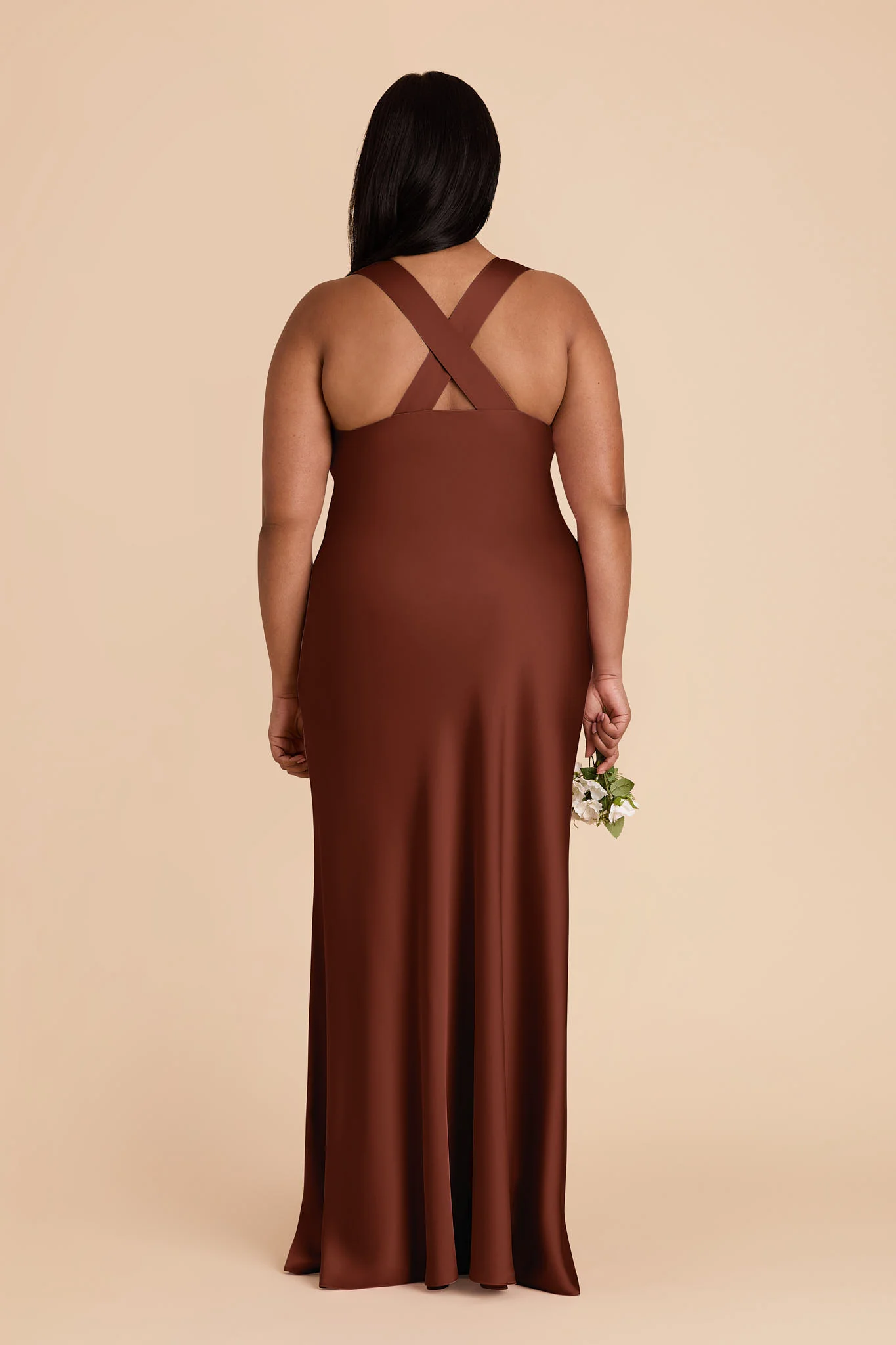 Veronica Matte Satin Dress - Cognac - Image 11