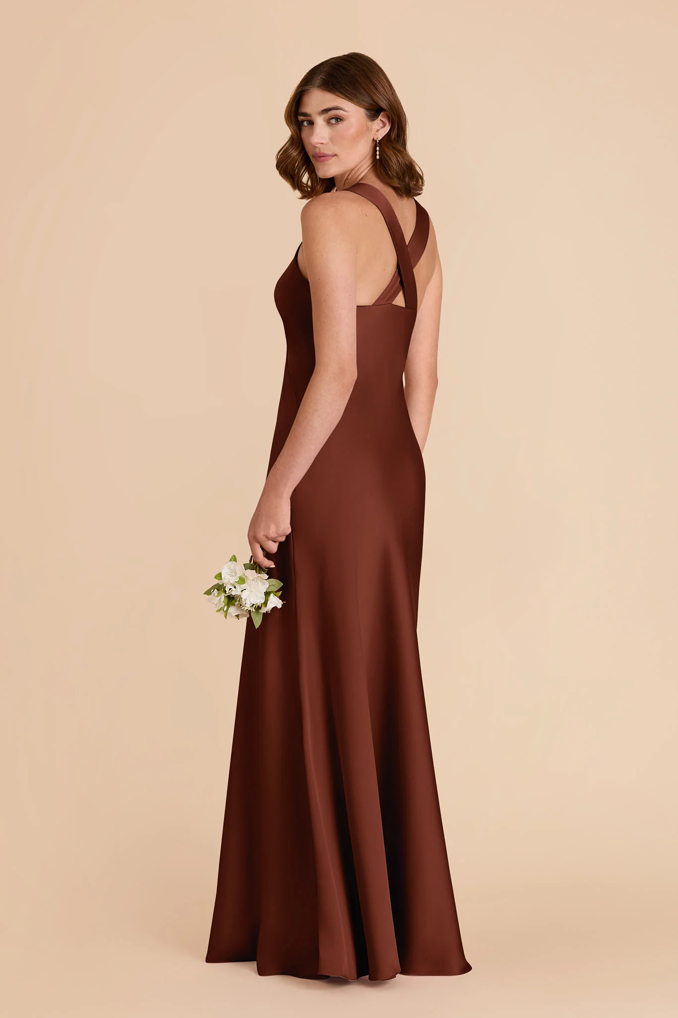 Veronica Matte Satin Dress - Cognac - Image 6
