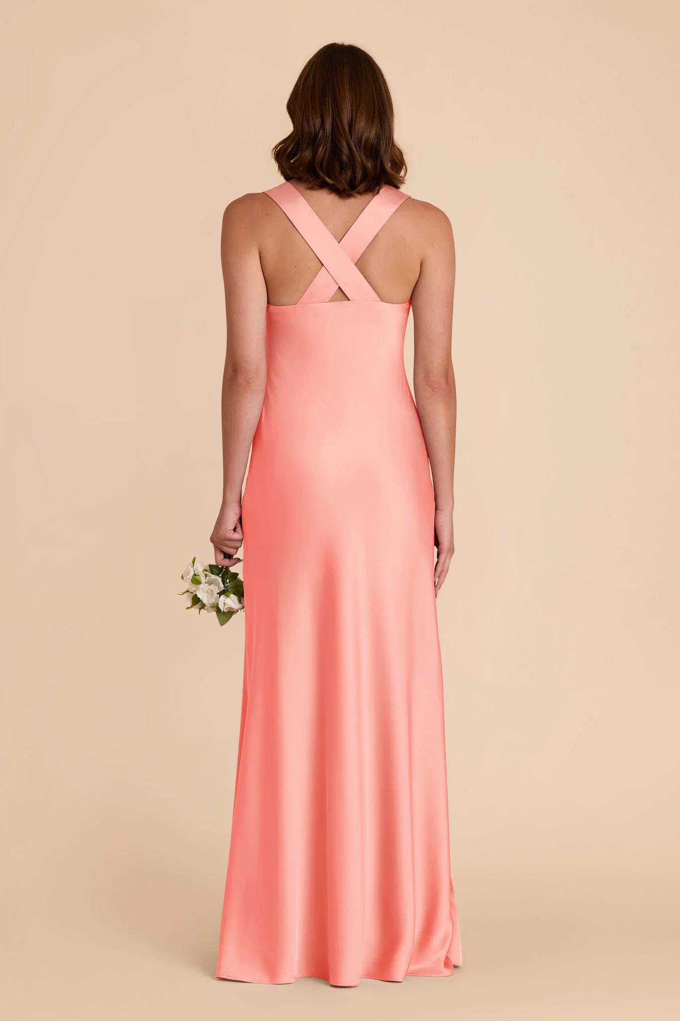 Veronica Matte Satin Dress - Coral Pink - Image 6