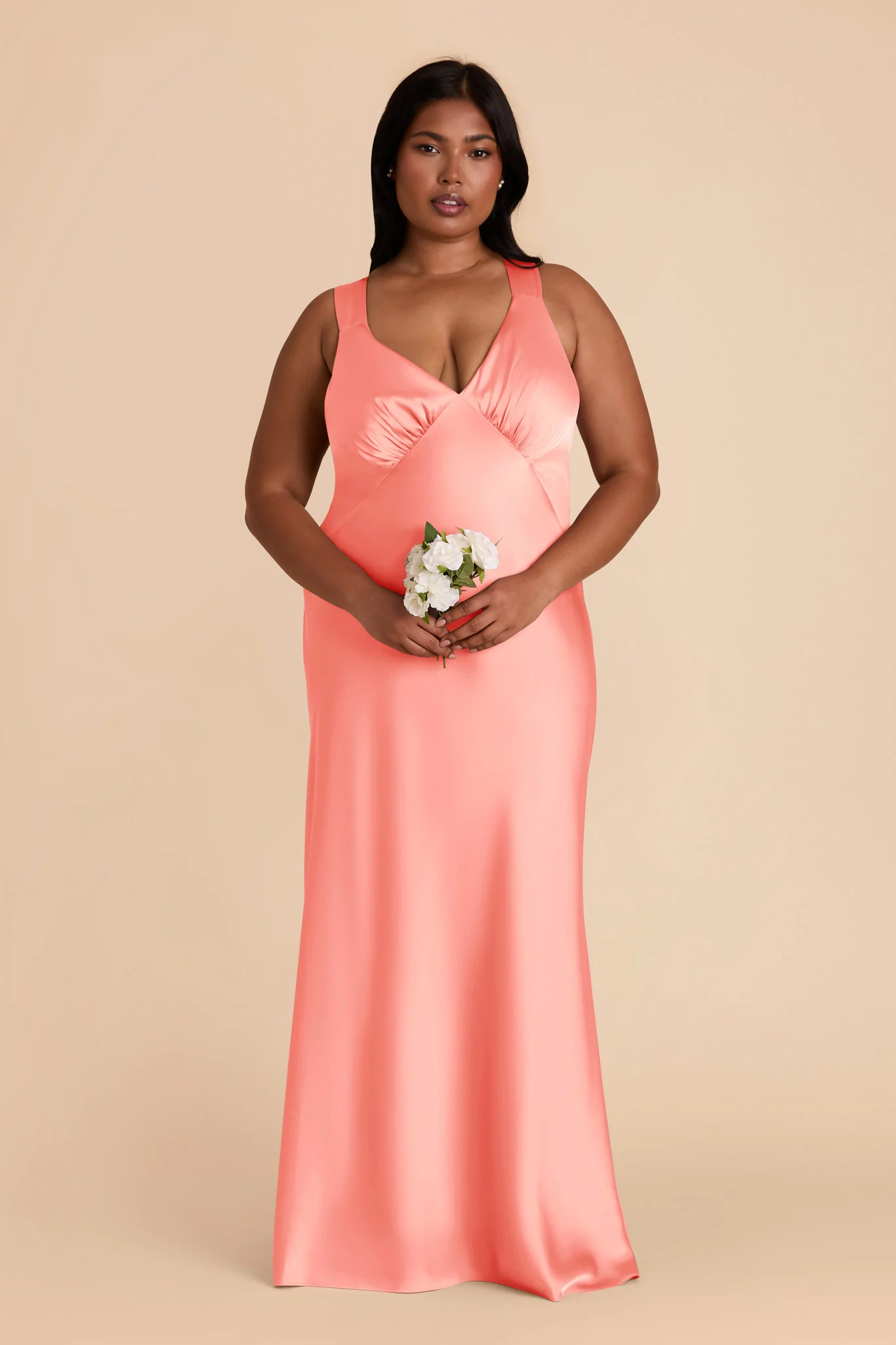 Veronica Matte Satin Dress - Coral Pink - Image 8