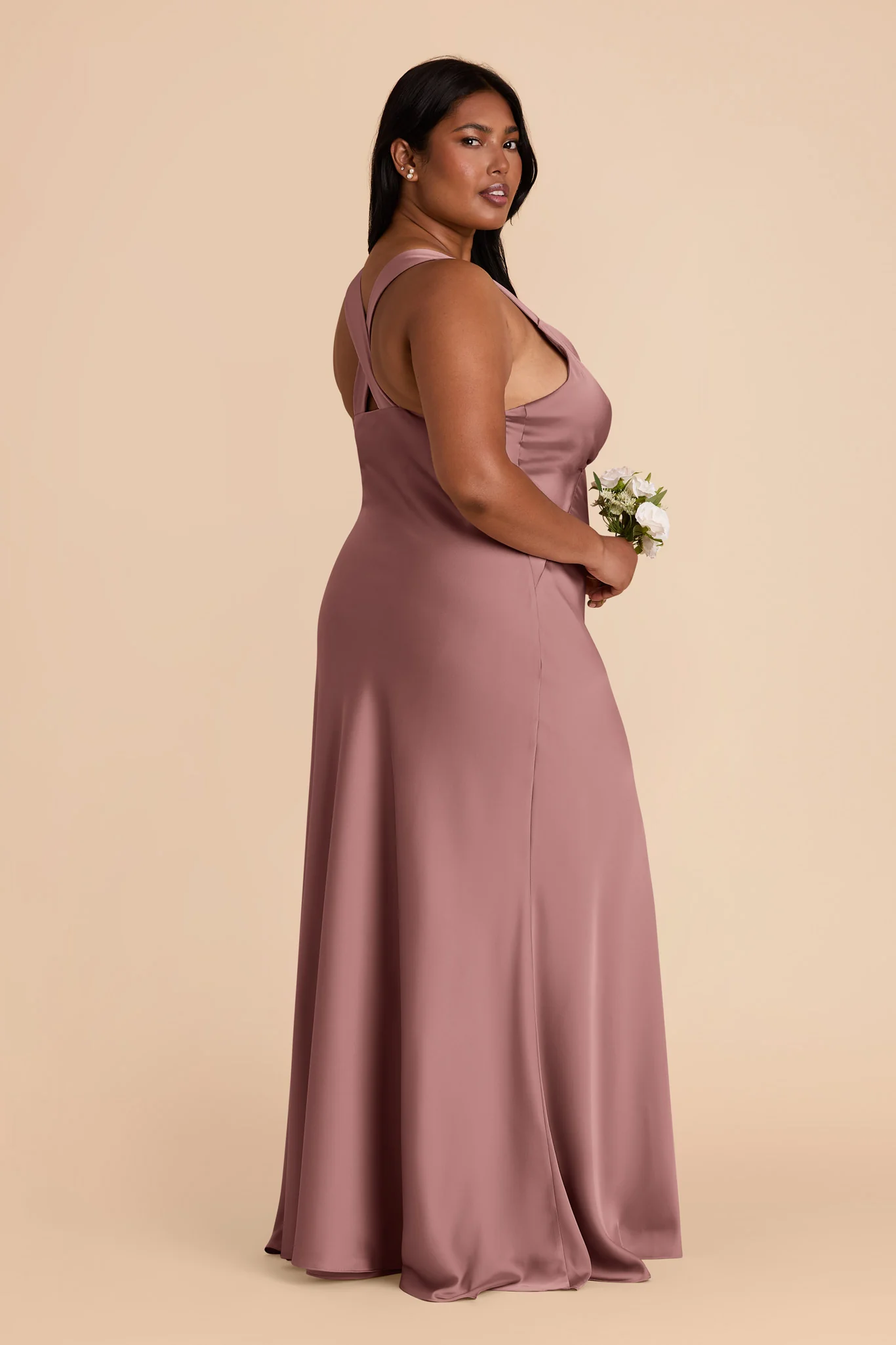 Veronica Matte Satin Dress - Dark Mauve - Image 10