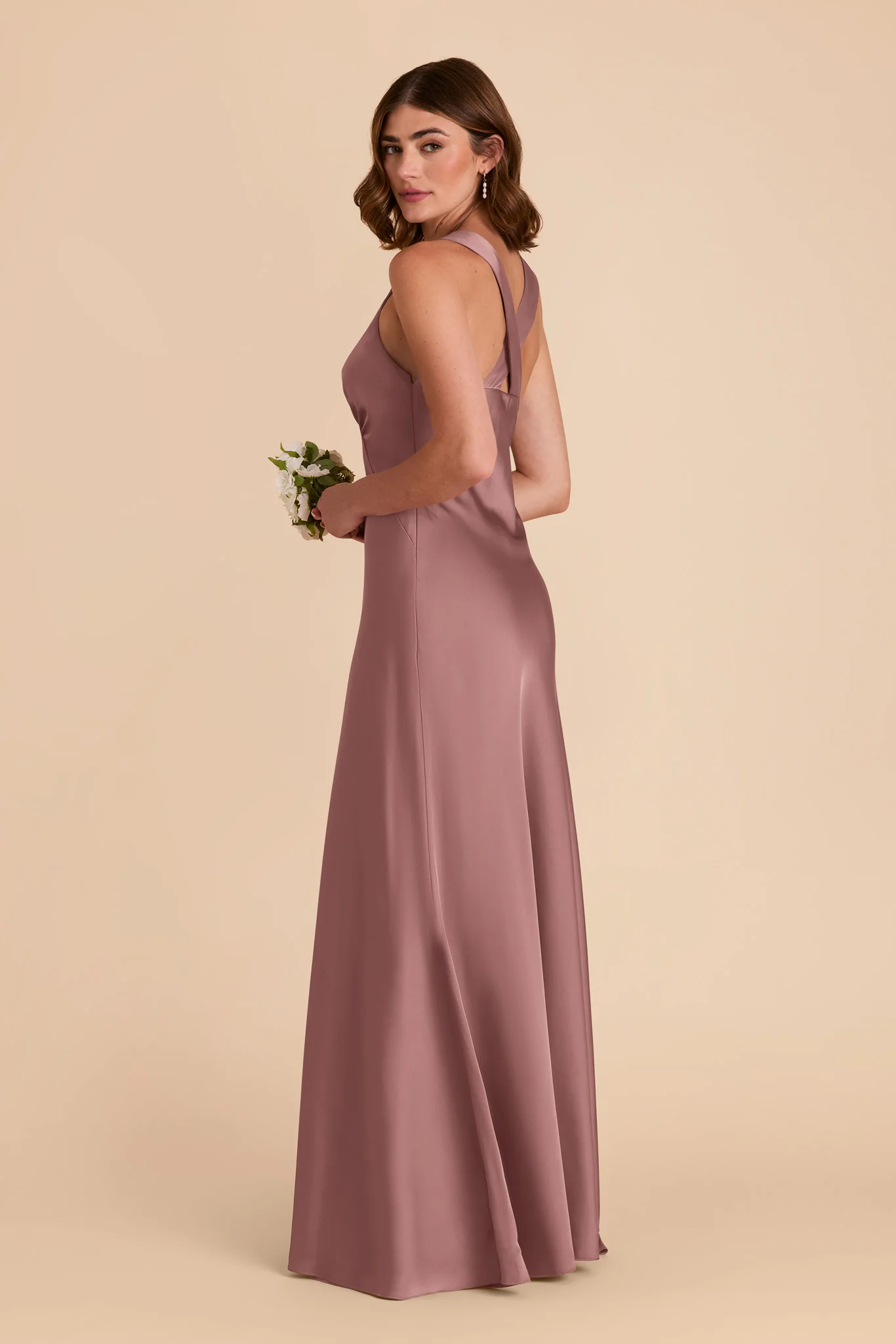Veronica Matte Satin Dress - Dark Mauve - Image 5