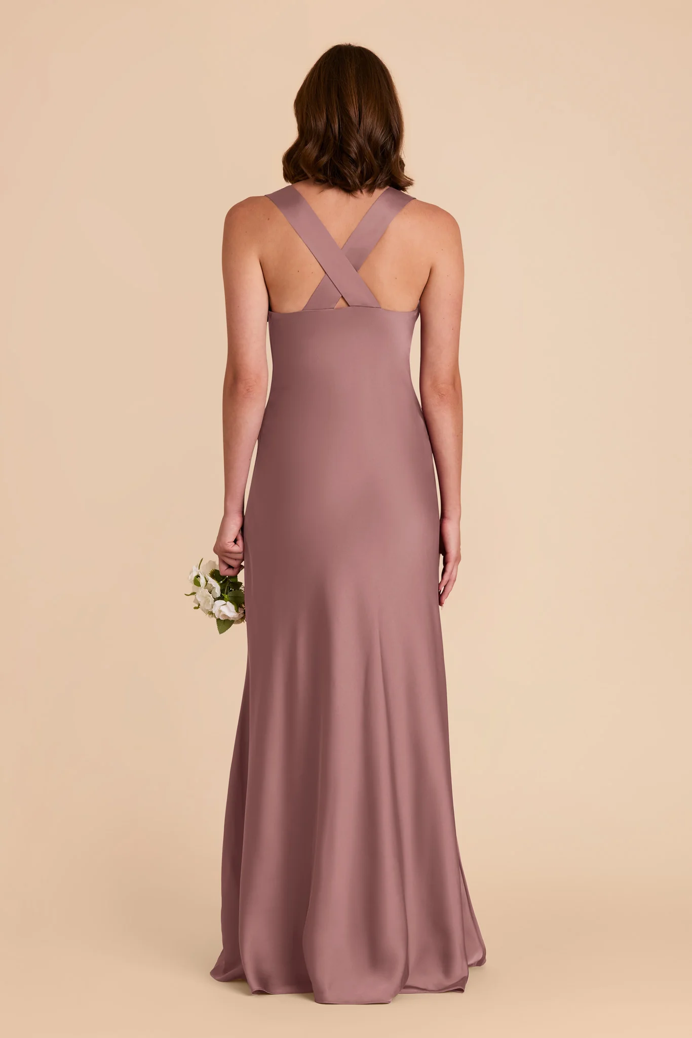 Veronica Matte Satin Dress - Dark Mauve - Image 6