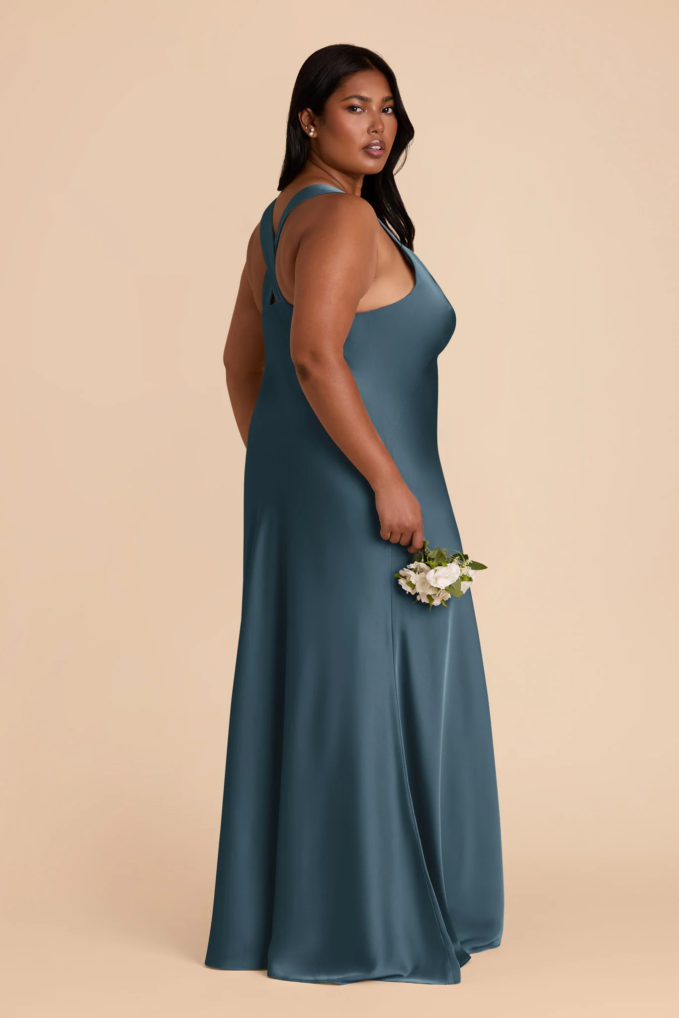 Veronica Matte Satin Dress - Dark Teal - Image 11