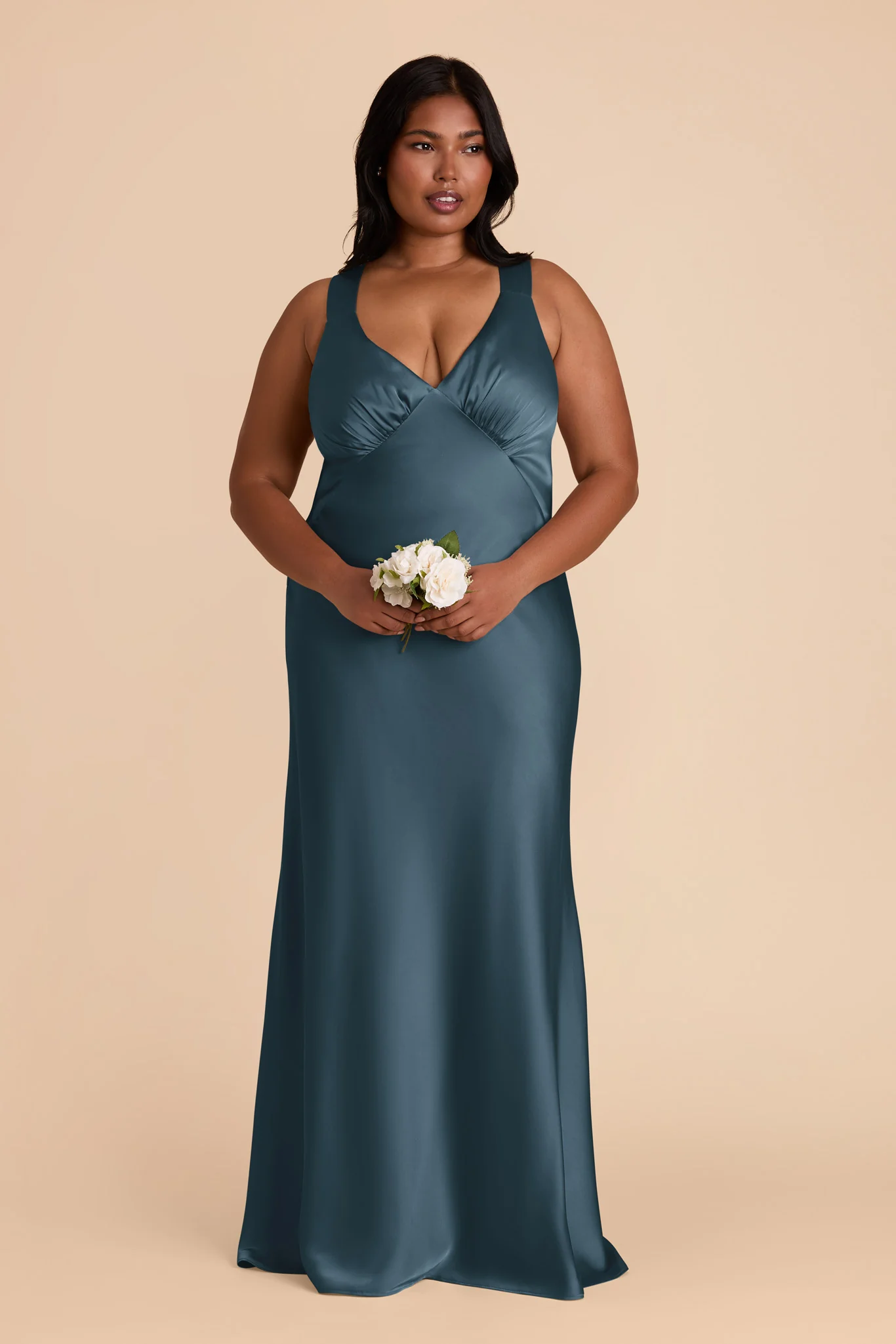 Veronica Matte Satin Dress - Dark Teal - Image 2