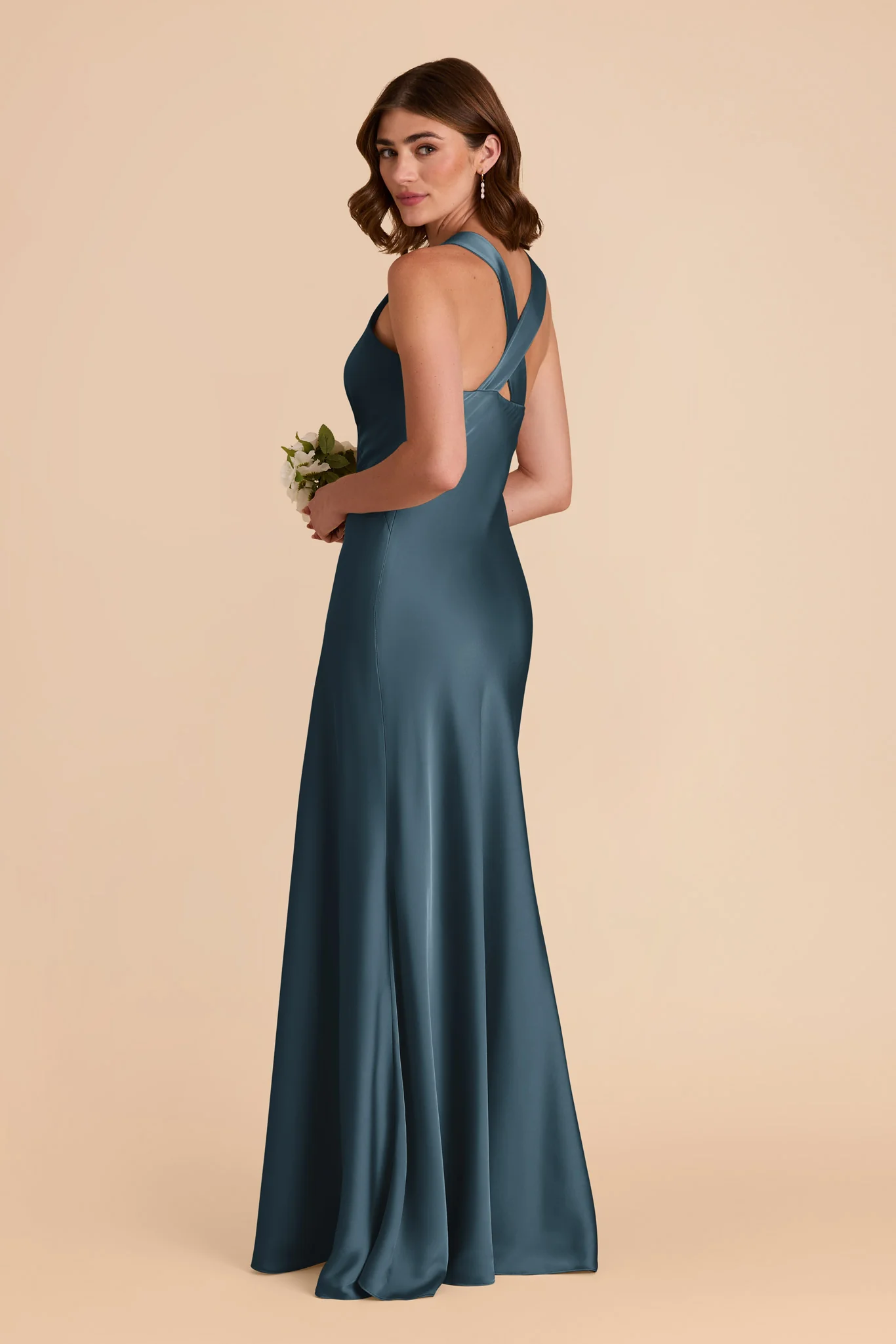 Veronica Matte Satin Dress - Dark Teal - Image 6