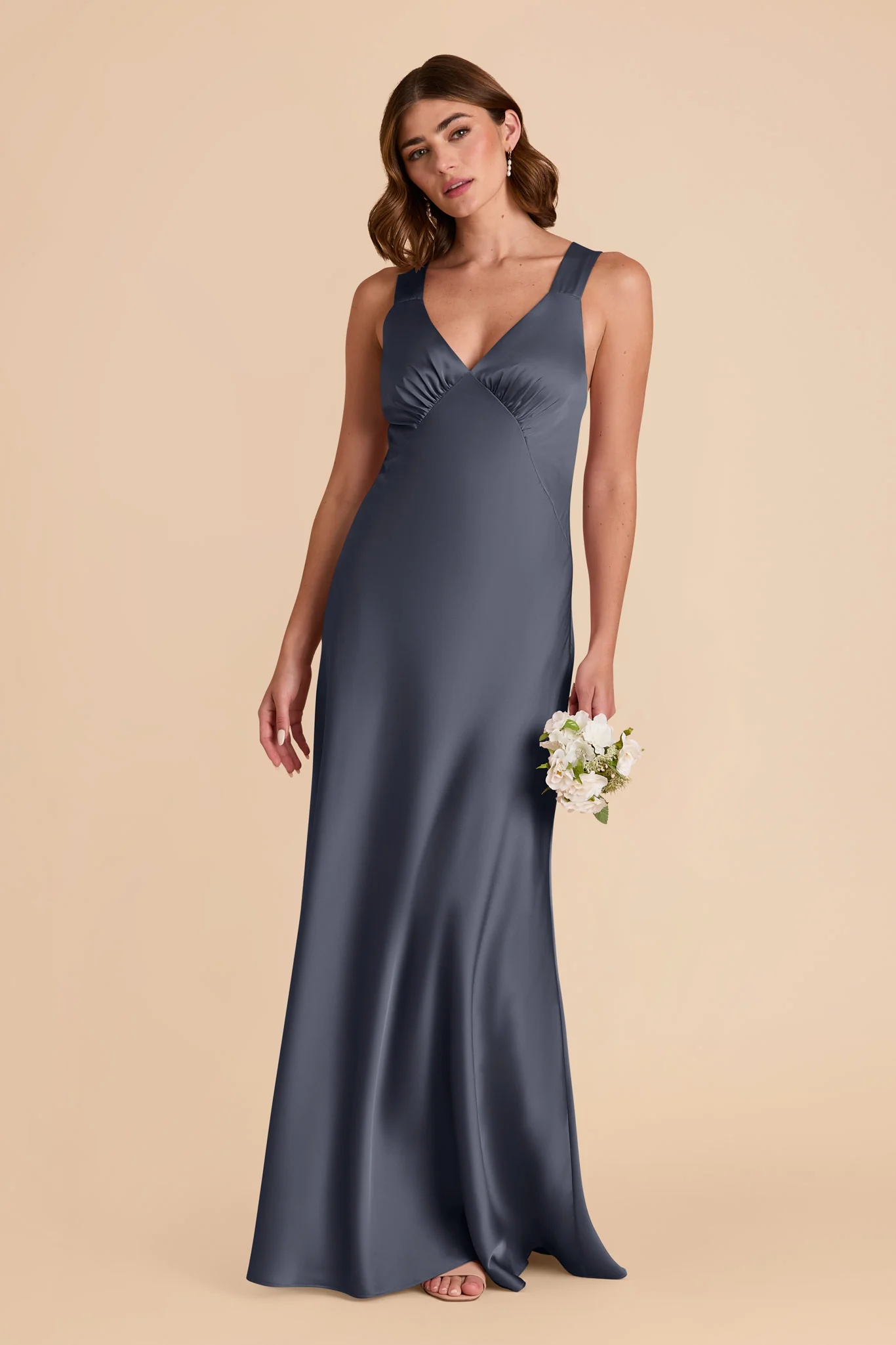 Veronica Matte Satin Dress - Dusk Blue - Image 4