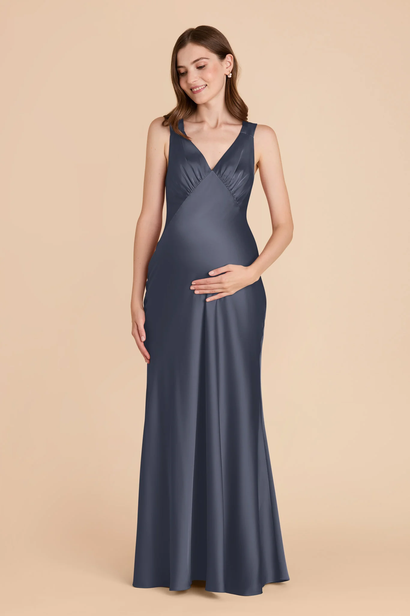 Veronica Matte Satin Dress - Dusk Blue - Image 7