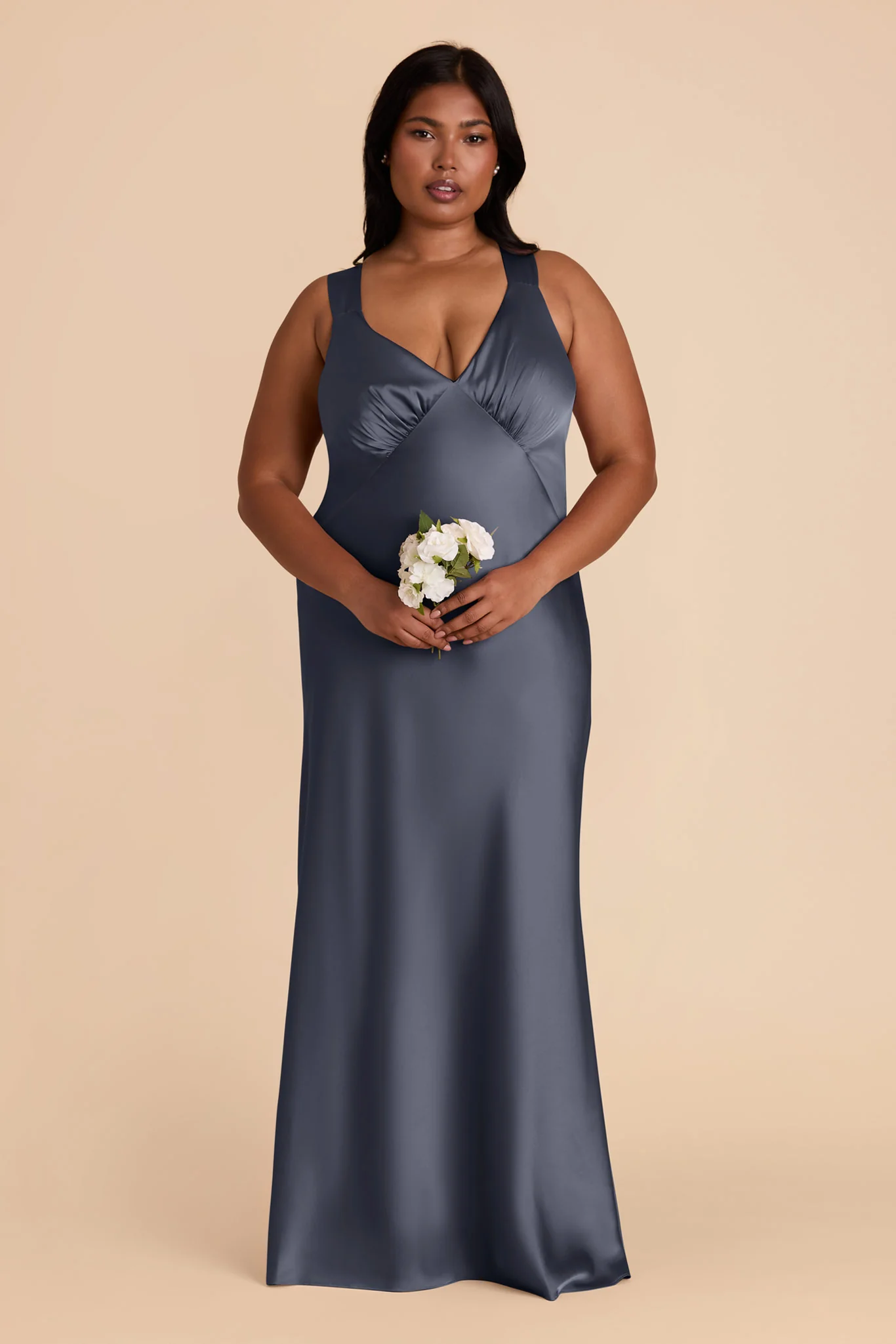 Veronica Matte Satin Dress - Dusk Blue - Image 8
