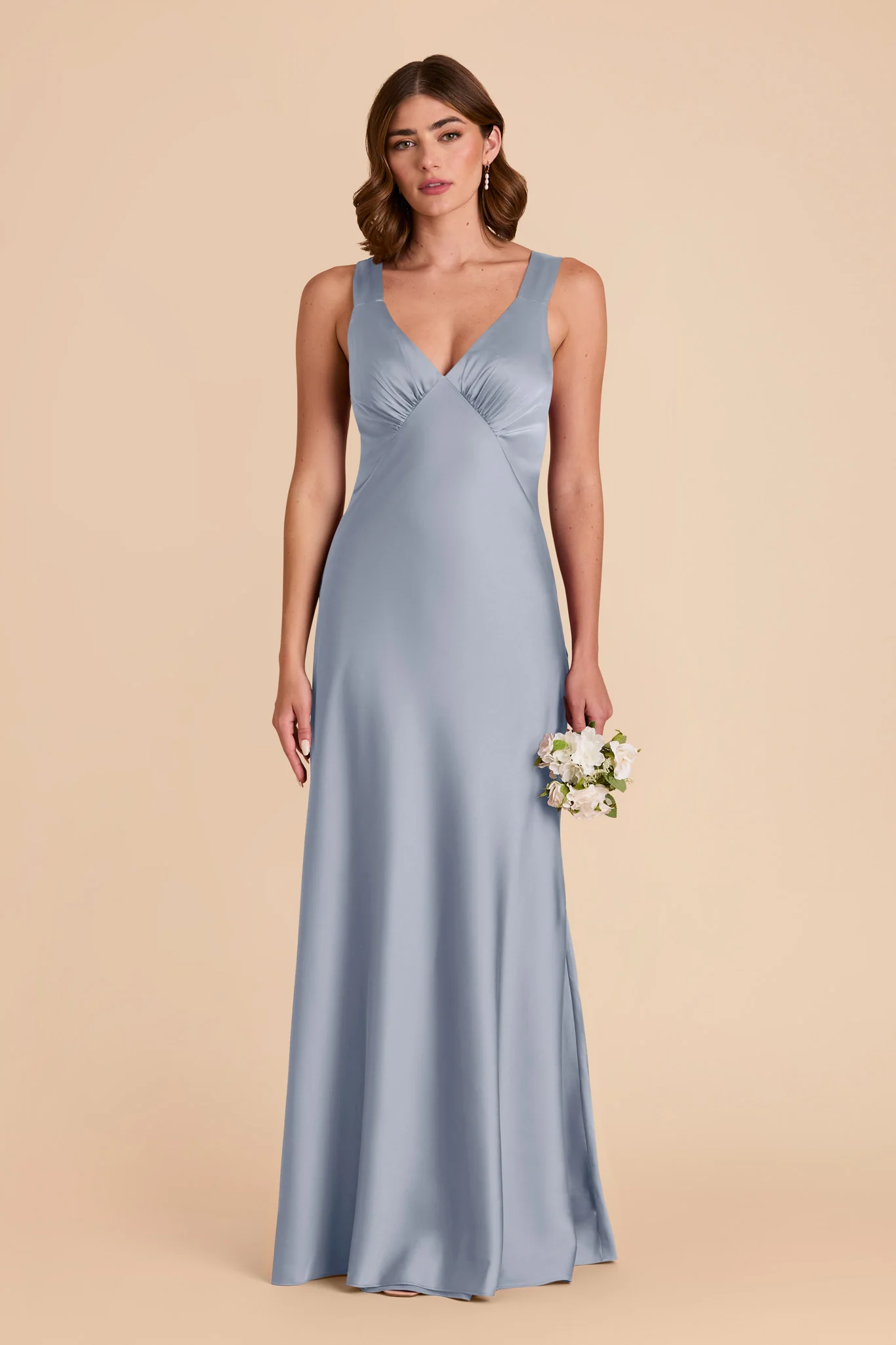 Veronica Matte Satin Dress - Dusty Blue - Image 4