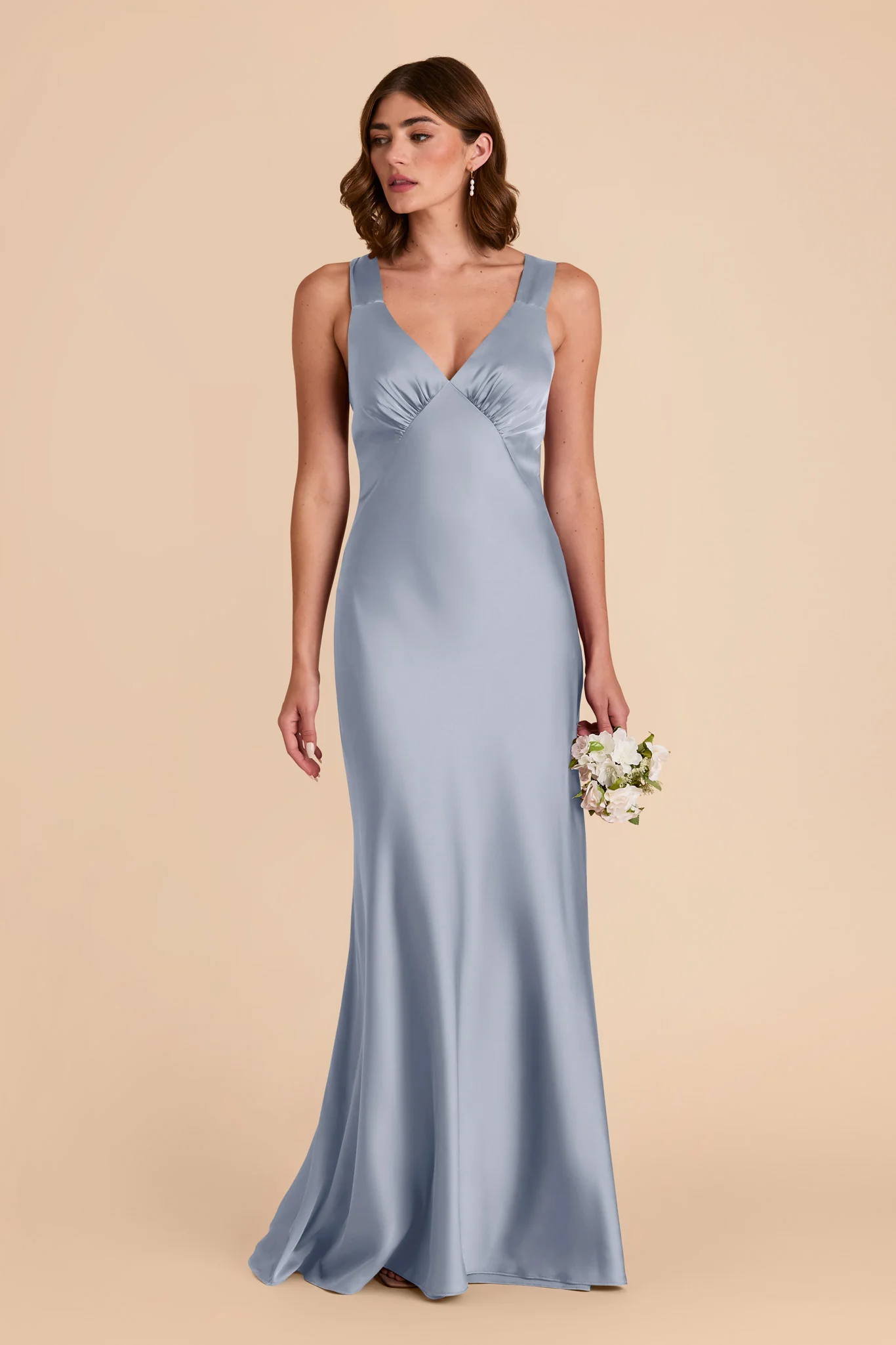 Veronica Matte Satin Dress - Dusty Blue - Image 5