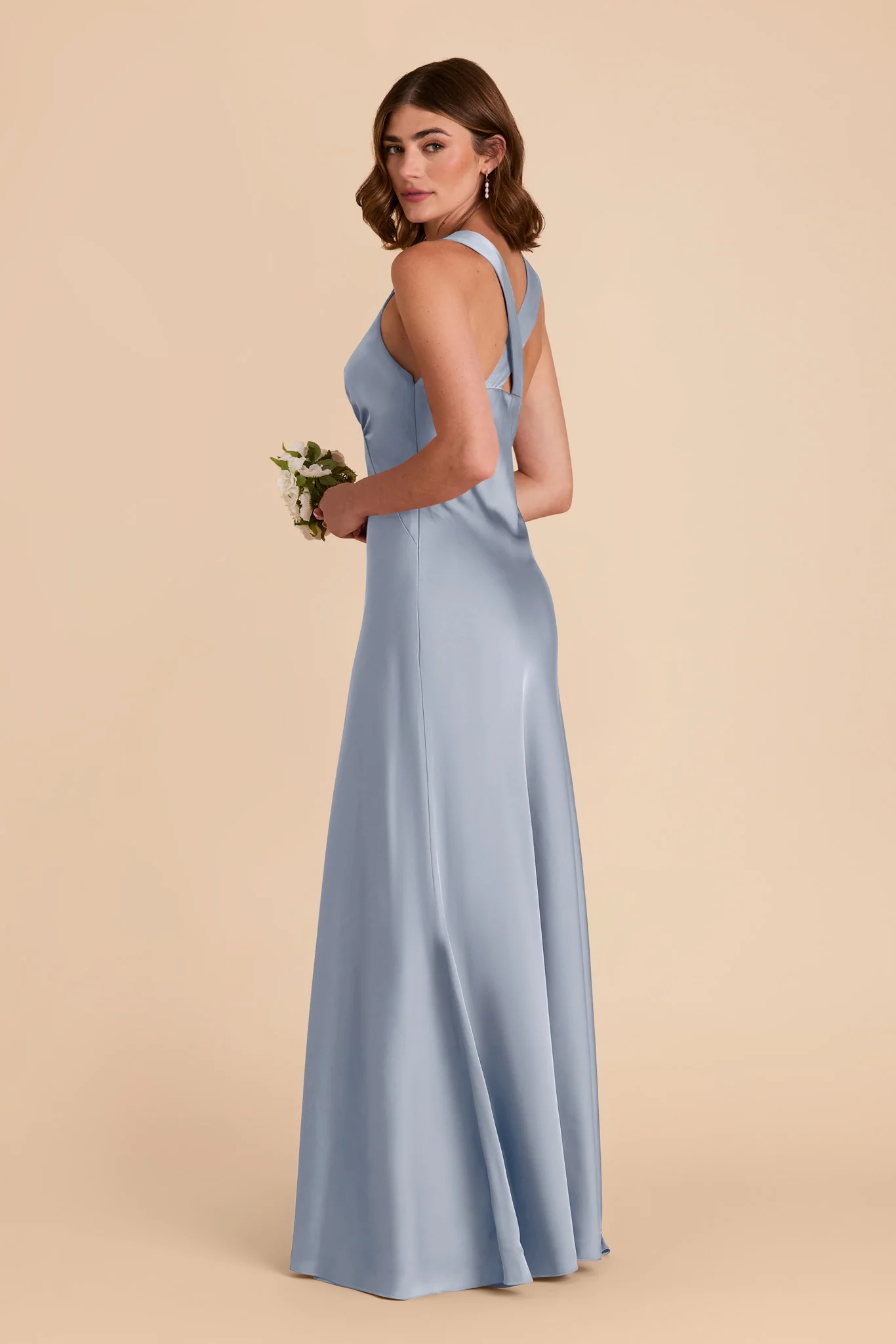 Veronica Matte Satin Dress - Dusty Blue - Image 6