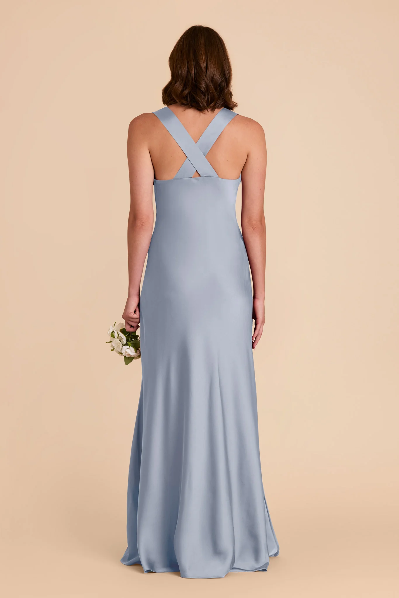 Veronica Matte Satin Dress - Dusty Blue - Image 7