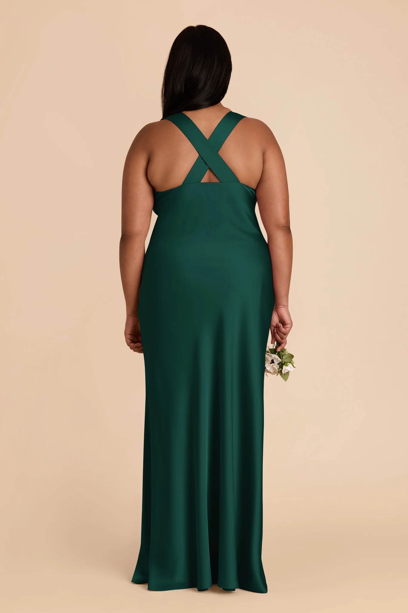 Veronica Matte Satin Dress - Emerald - Image 11