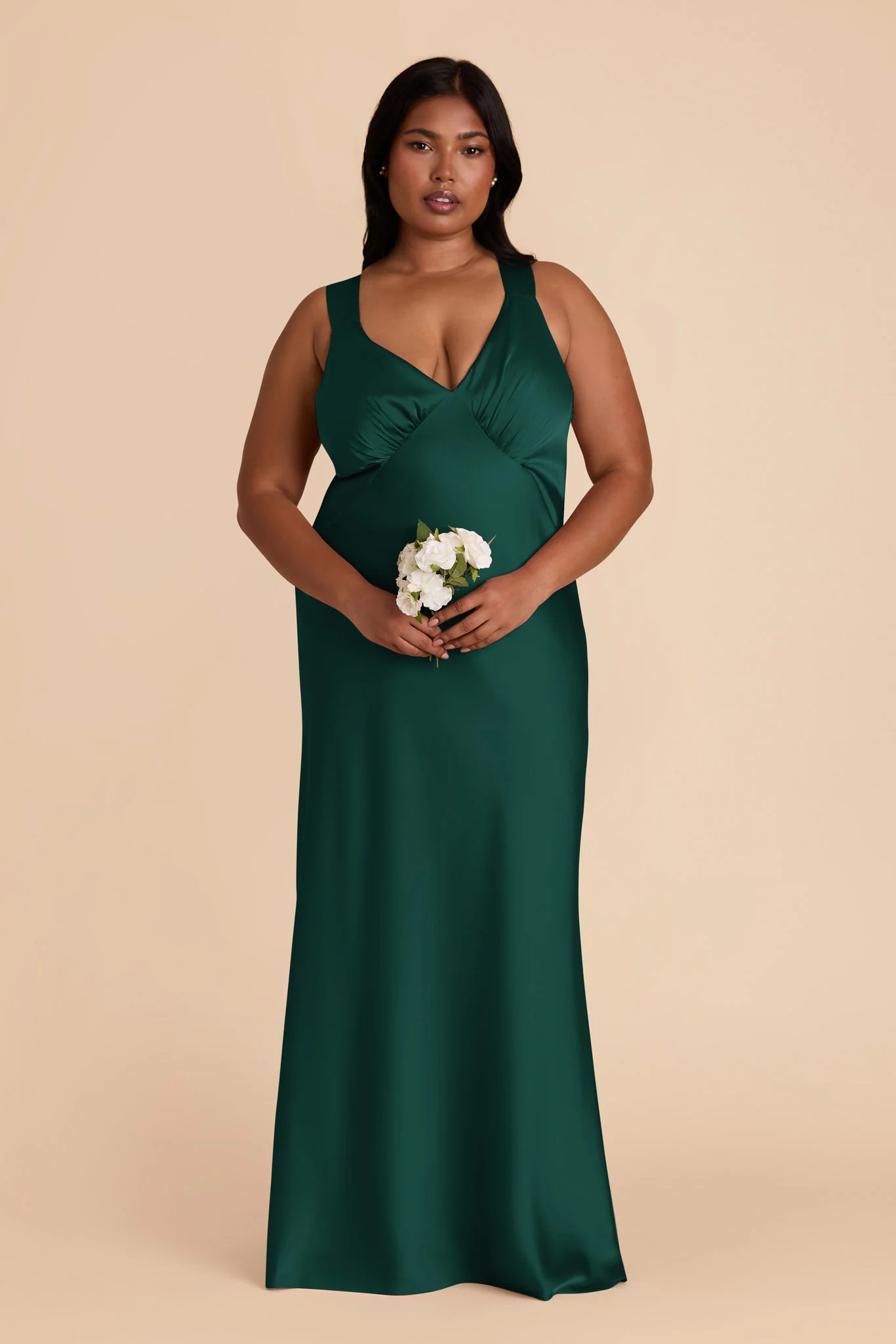 Veronica Matte Satin Dress - Emerald - Image 8