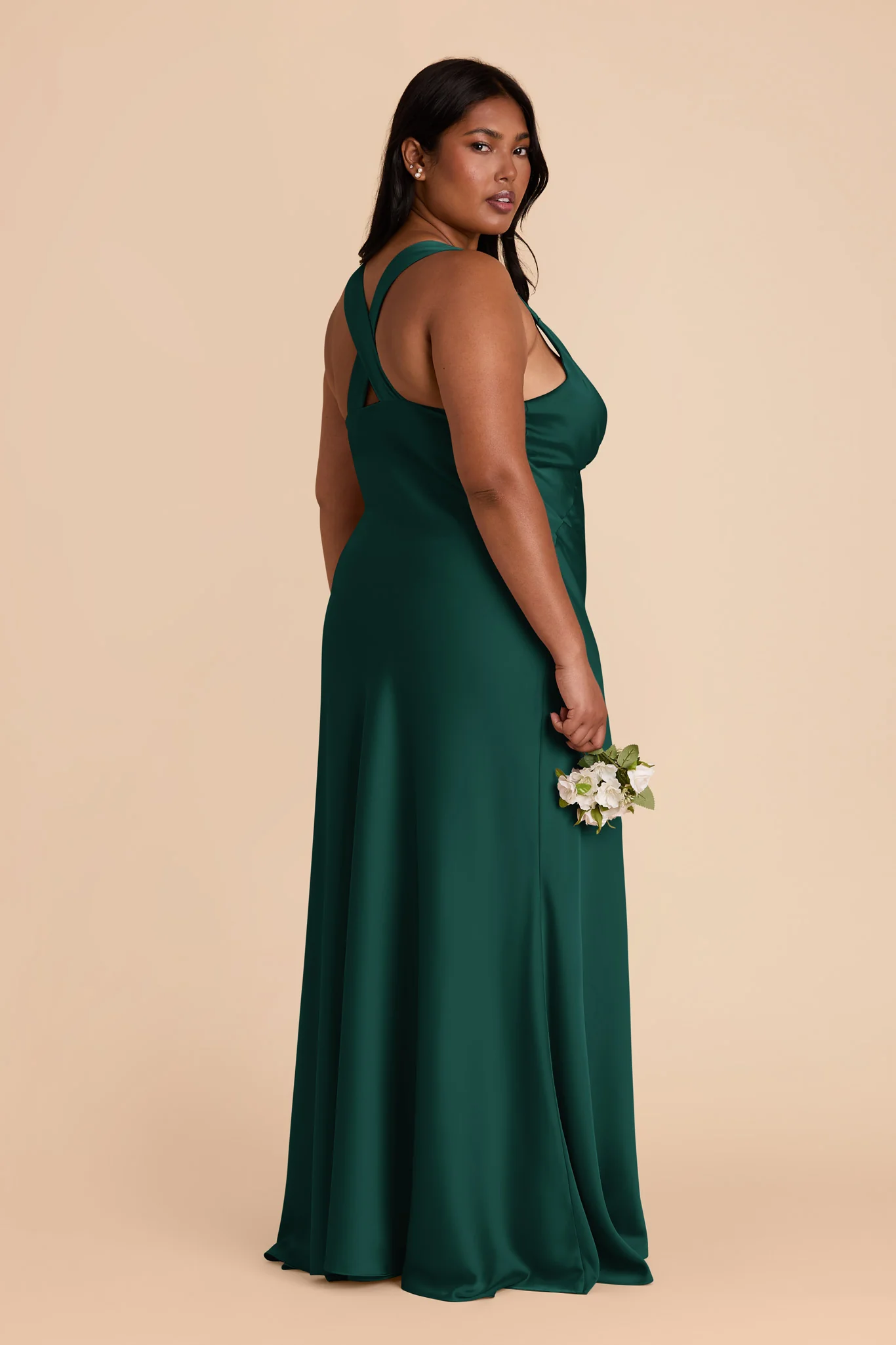Veronica Matte Satin Dress - Emerald - Image 9