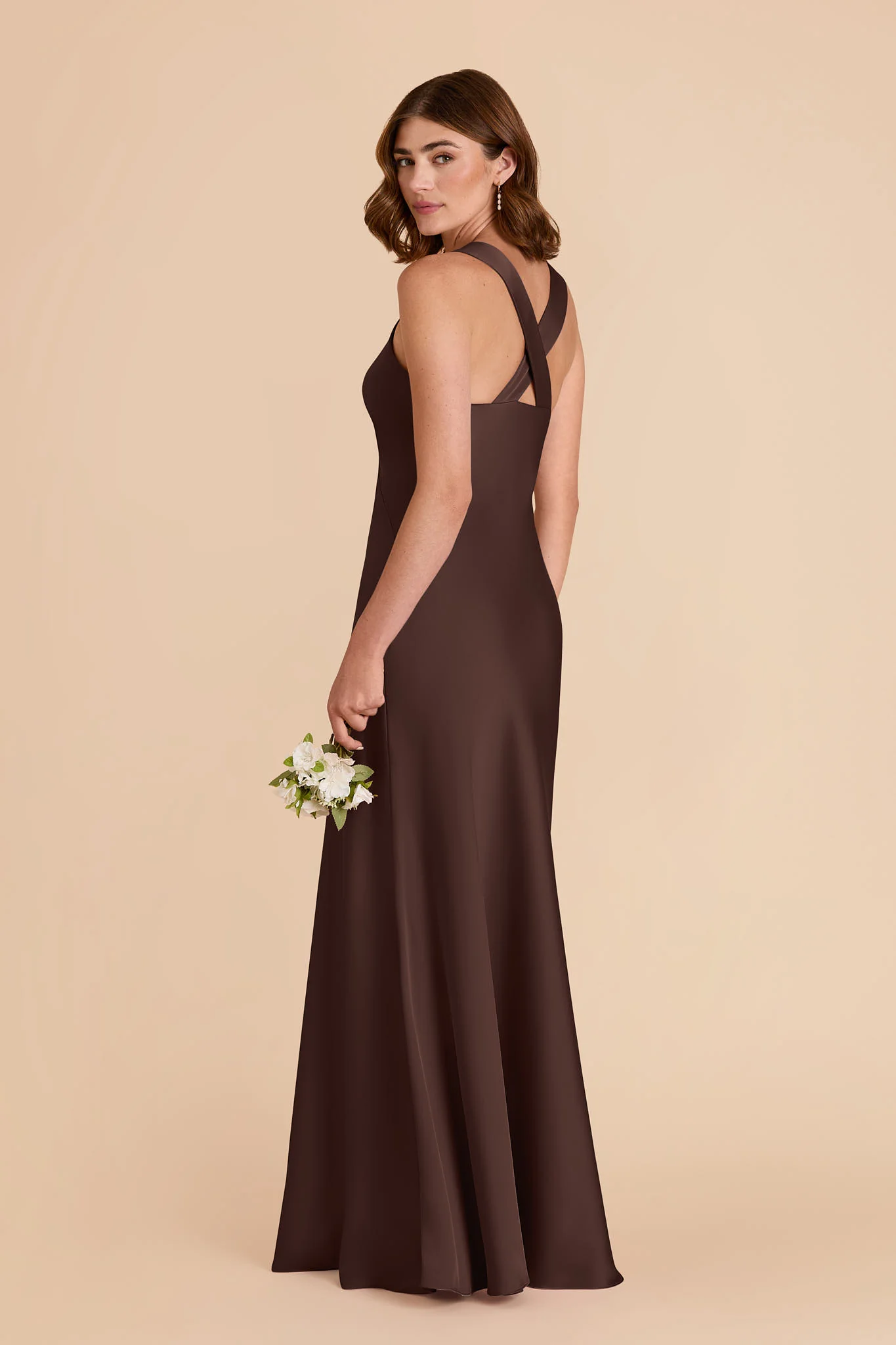 Veronica Matte Satin Dress - Espresso - Image 4
