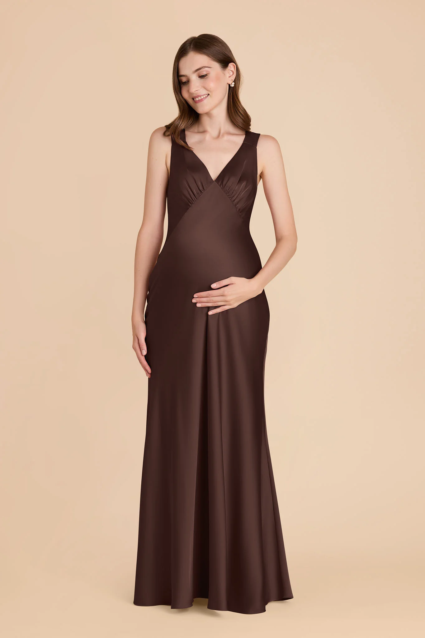 Veronica Matte Satin Dress - Espresso - Image 7