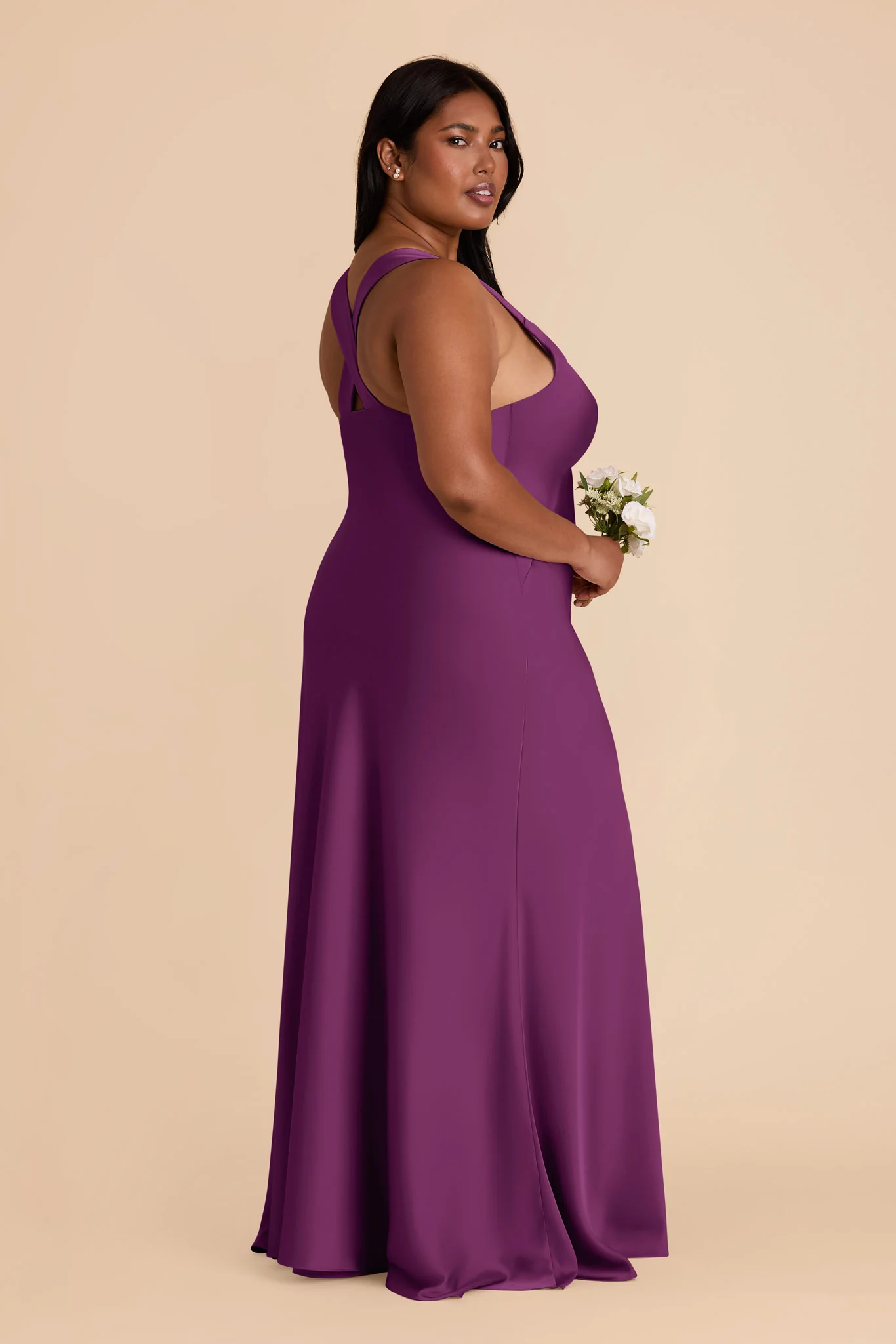 Veronica Matte Satin Dress - Fig - Image 10