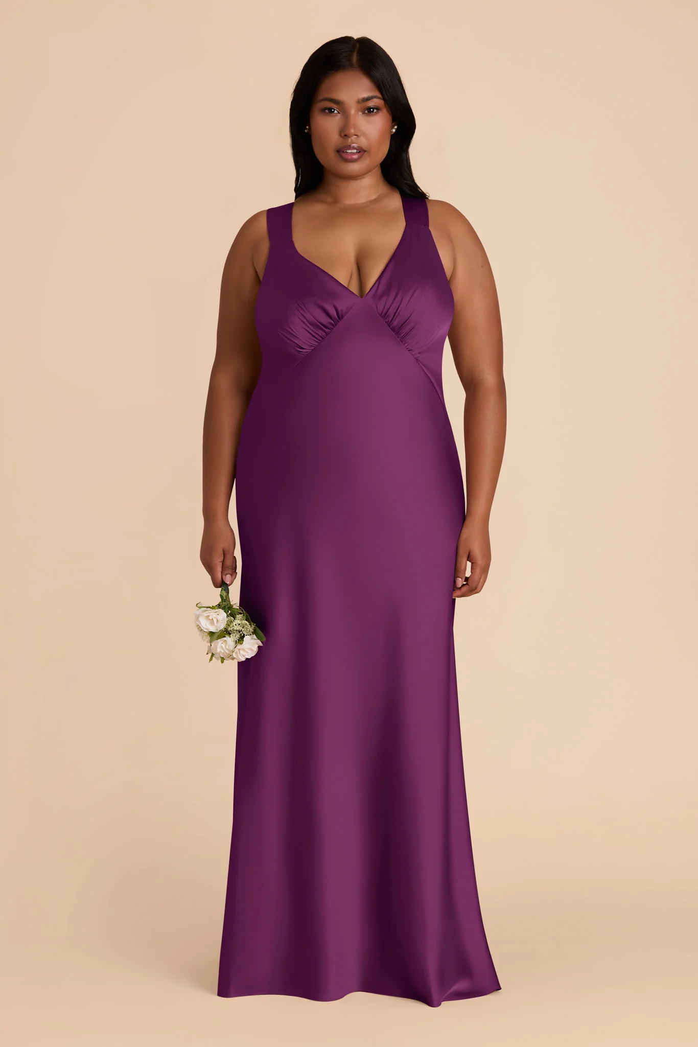 Veronica Matte Satin Dress - Fig - Image 8