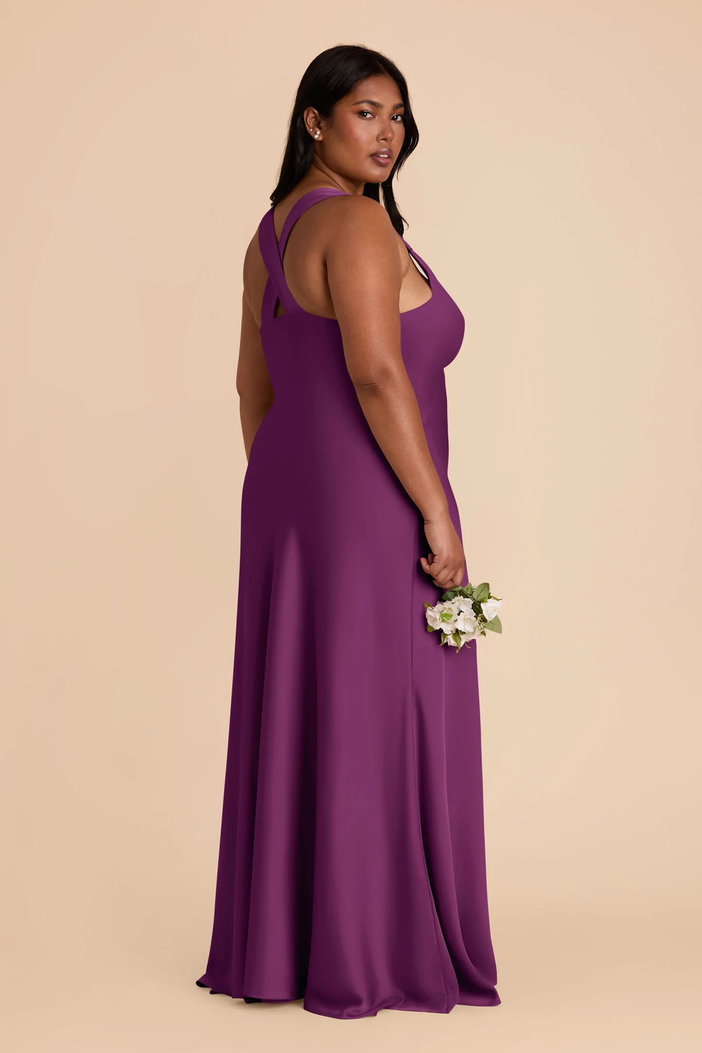 Veronica Matte Satin Dress - Fig - Image 9